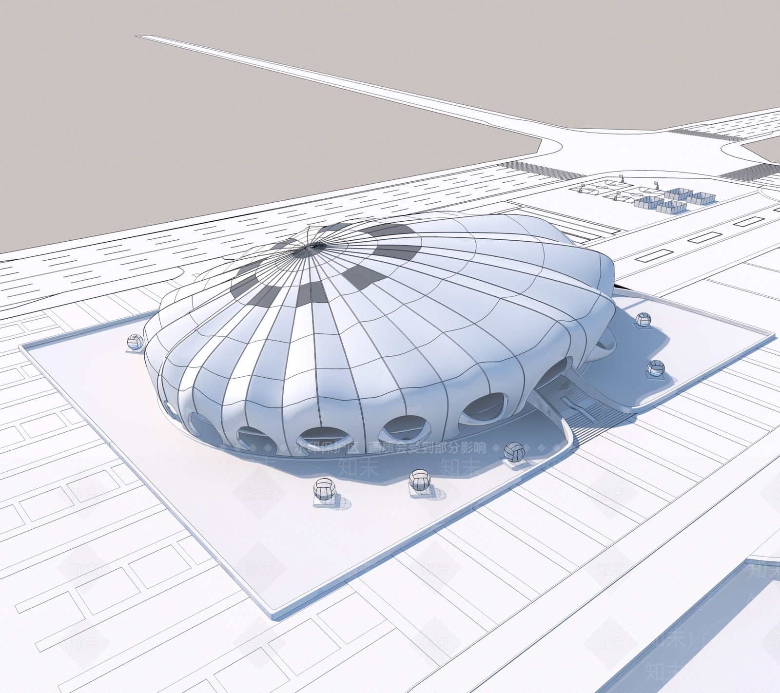 现代风格体育馆3D模型下载【ID:599773476】