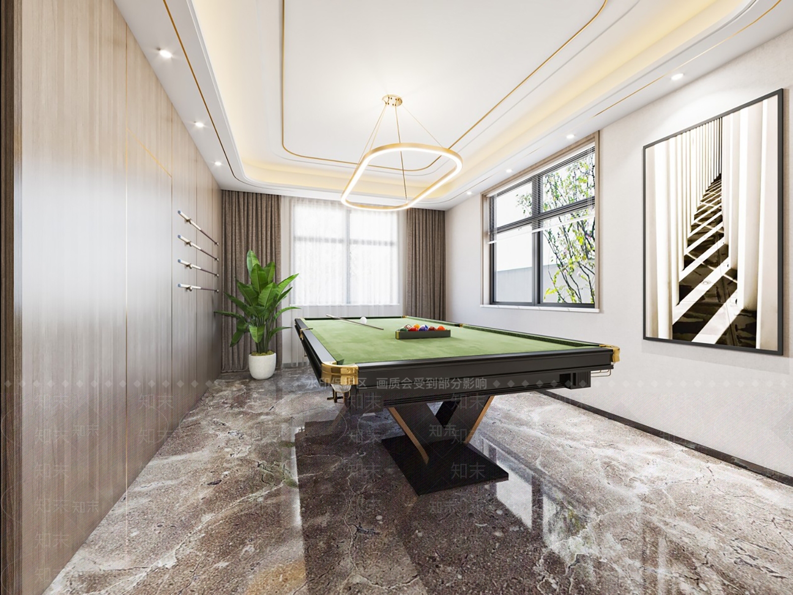 现代台球室3D模型下载【ID:299777426】