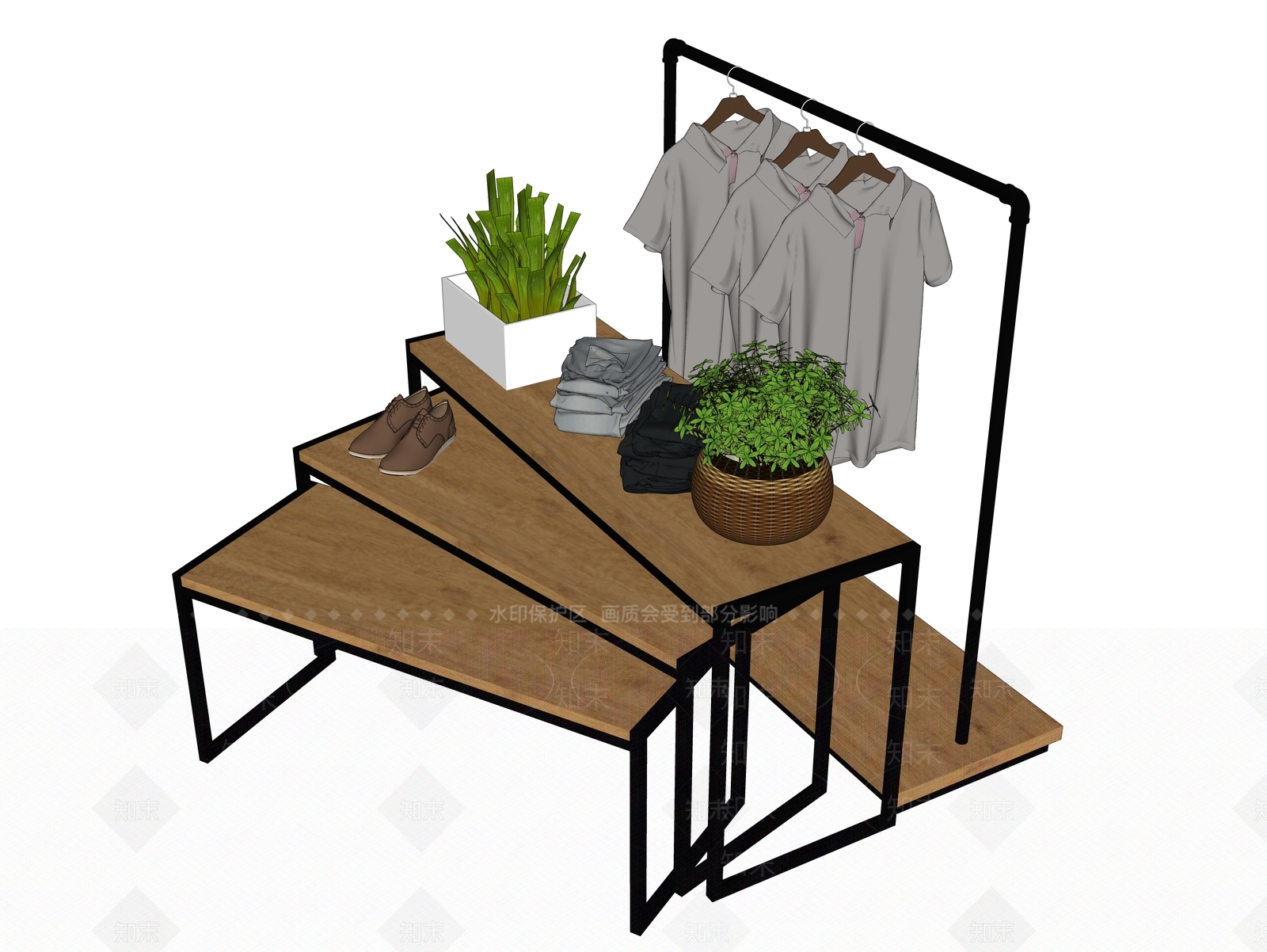 现代服装货架SU模型下载【ID:799778364】