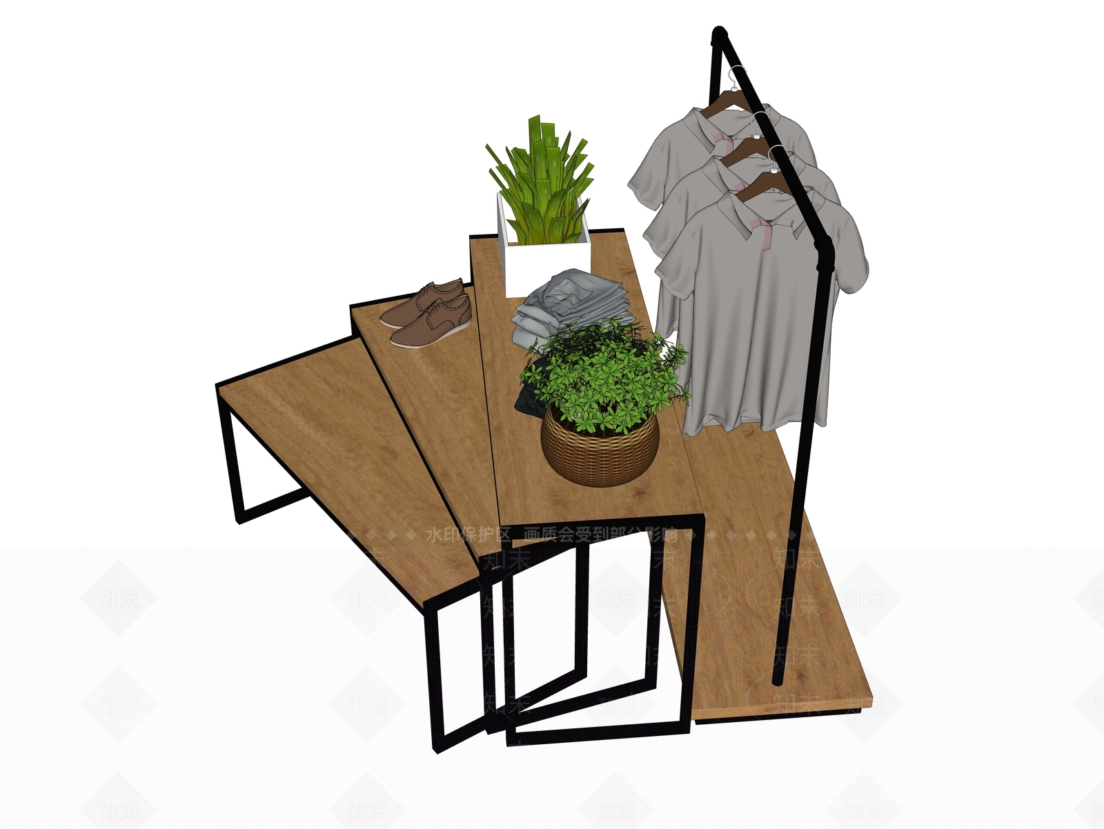 现代服装货架SU模型下载【ID:799778364】