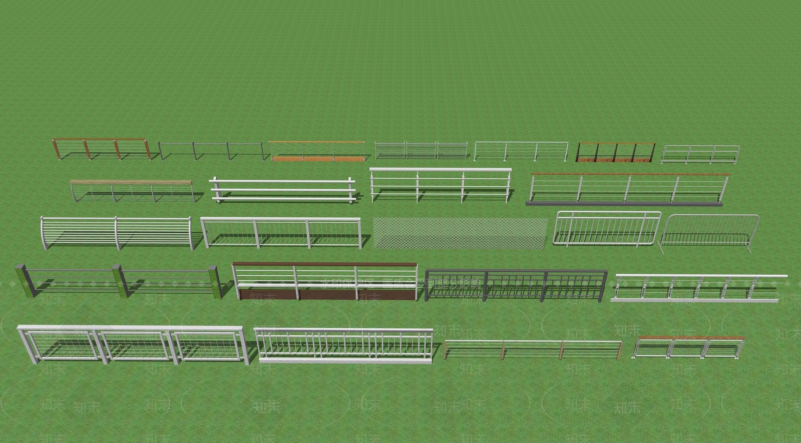 现代不锈钢栏杆SU模型下载【ID:399779726】