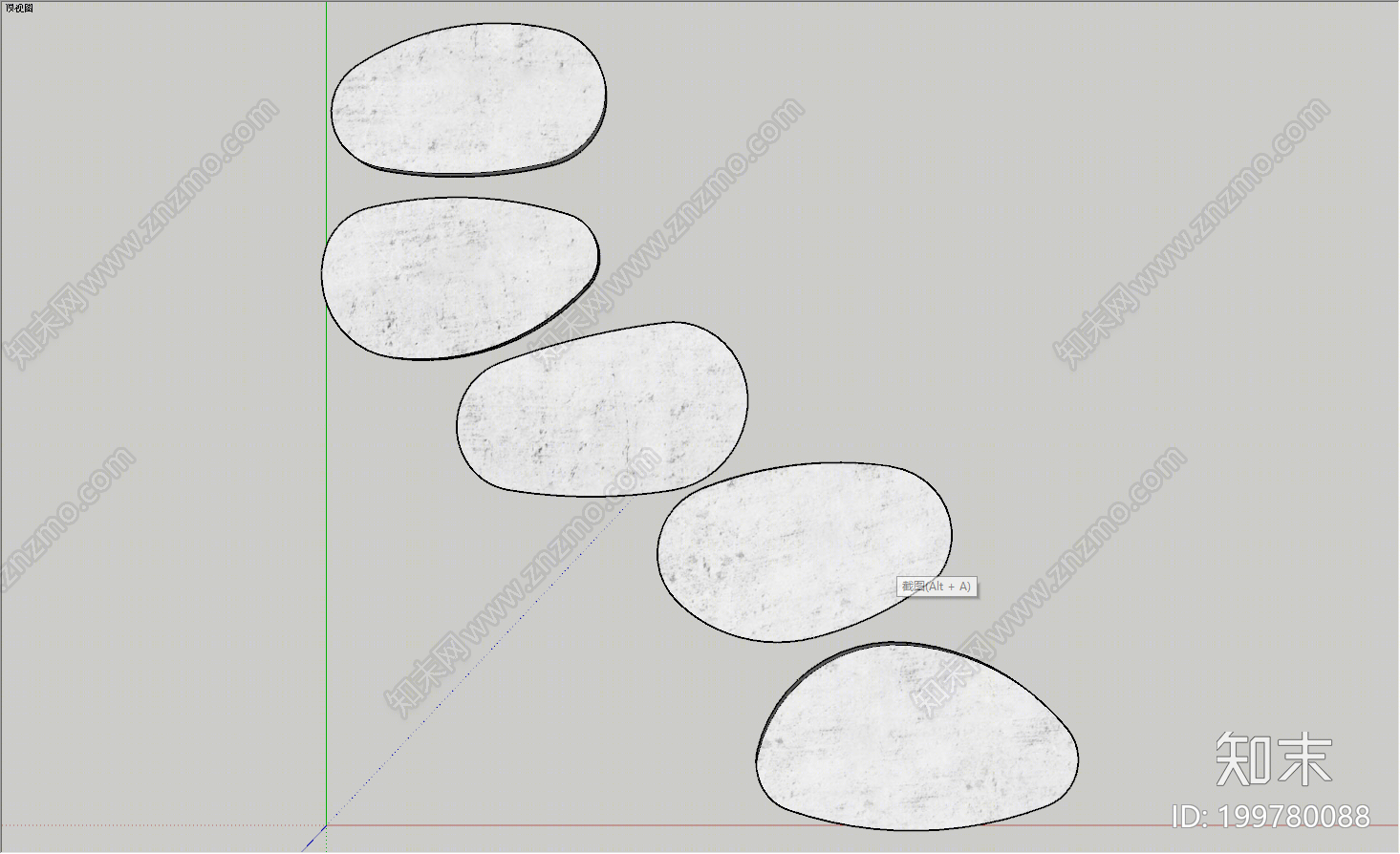 新中式石砖SU模型下载【ID:199780088】