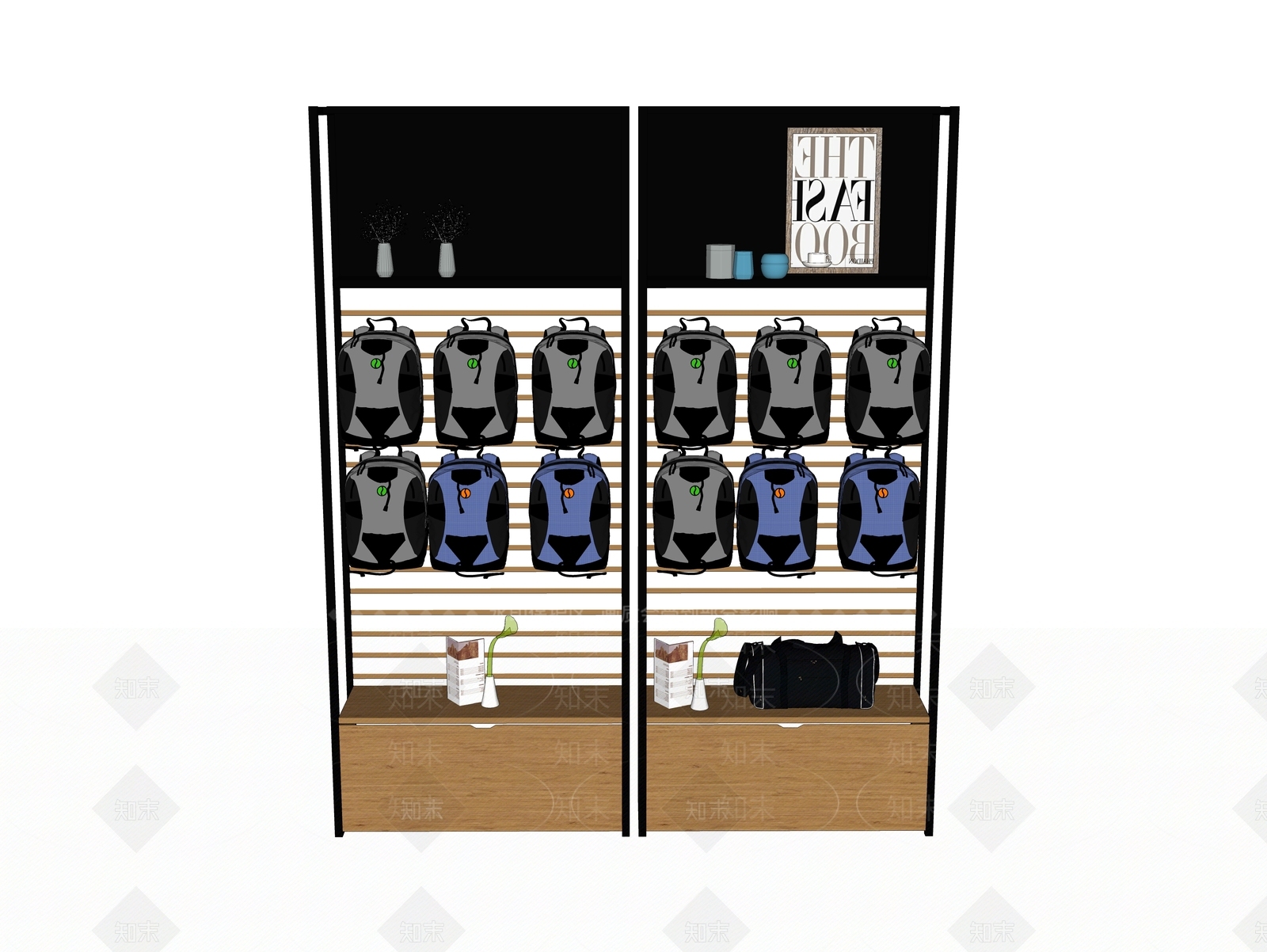 现代箱包货架SU模型下载【ID:799783320】