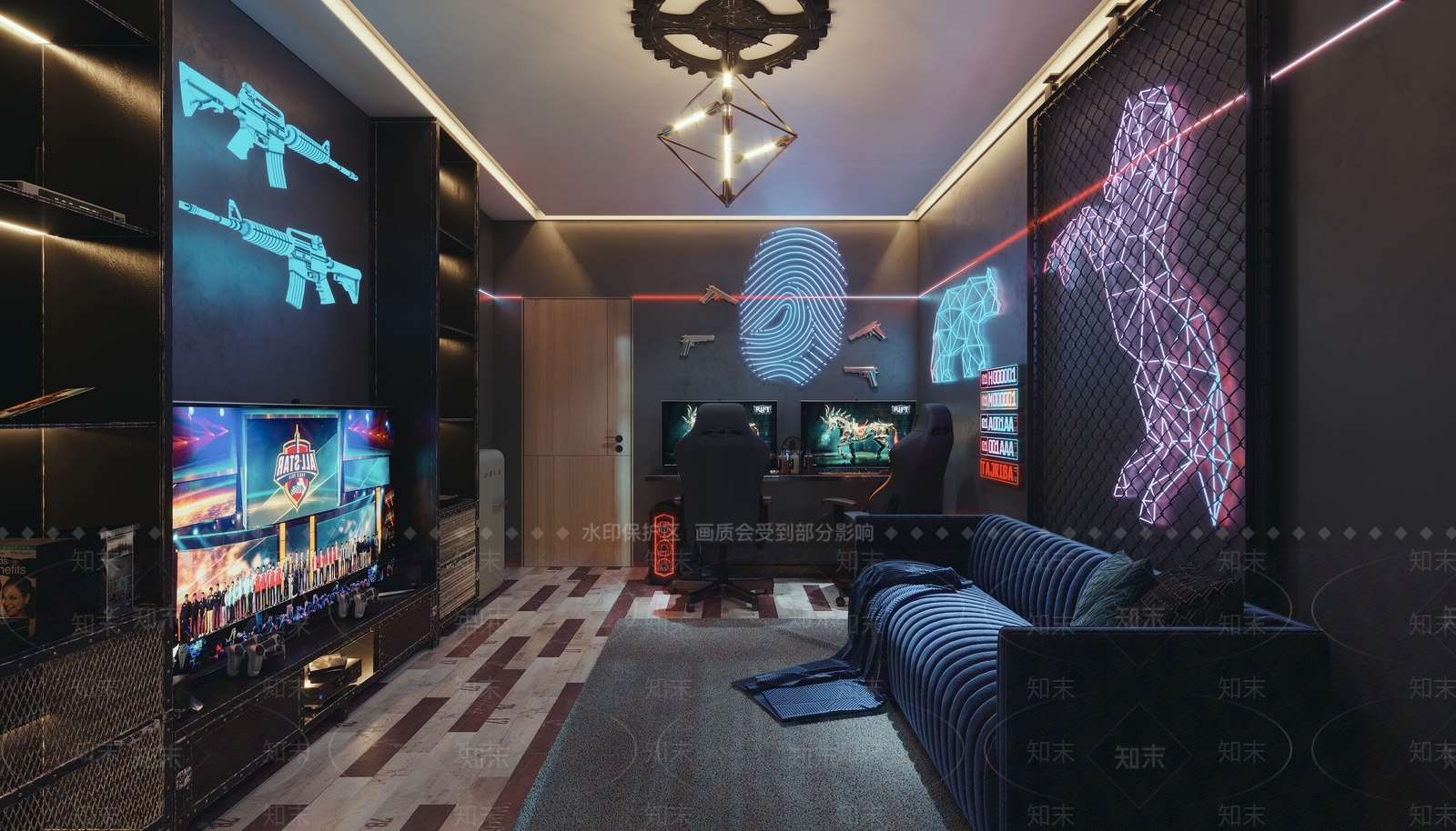 现代电脑房3D模型下载【ID:999803231】