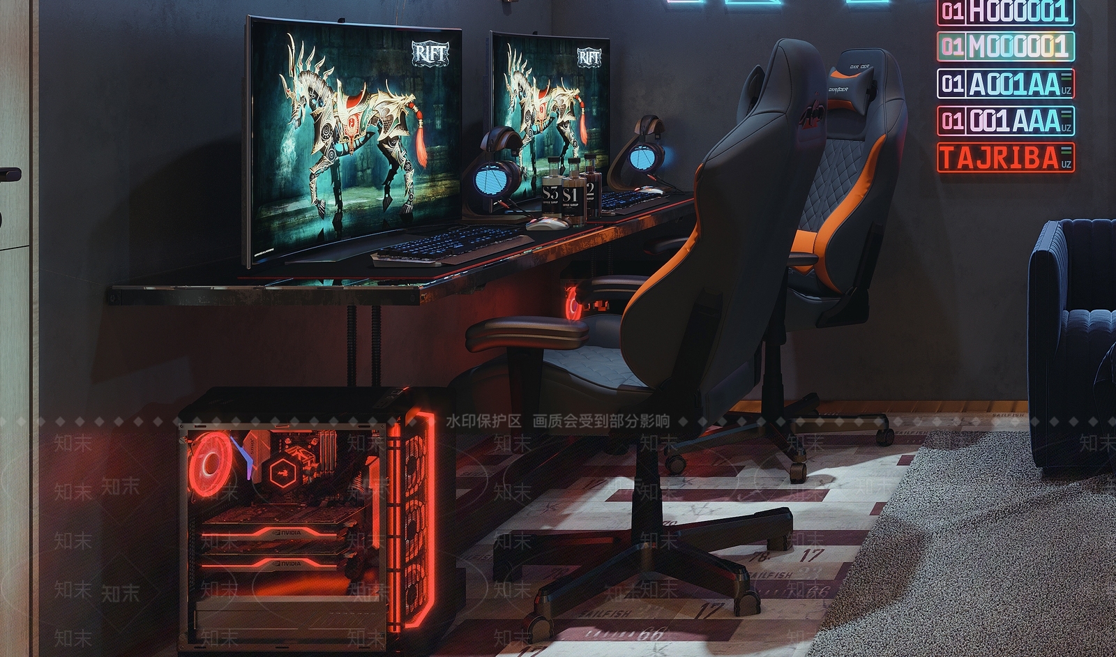 现代电脑房3D模型下载【ID:999803231】