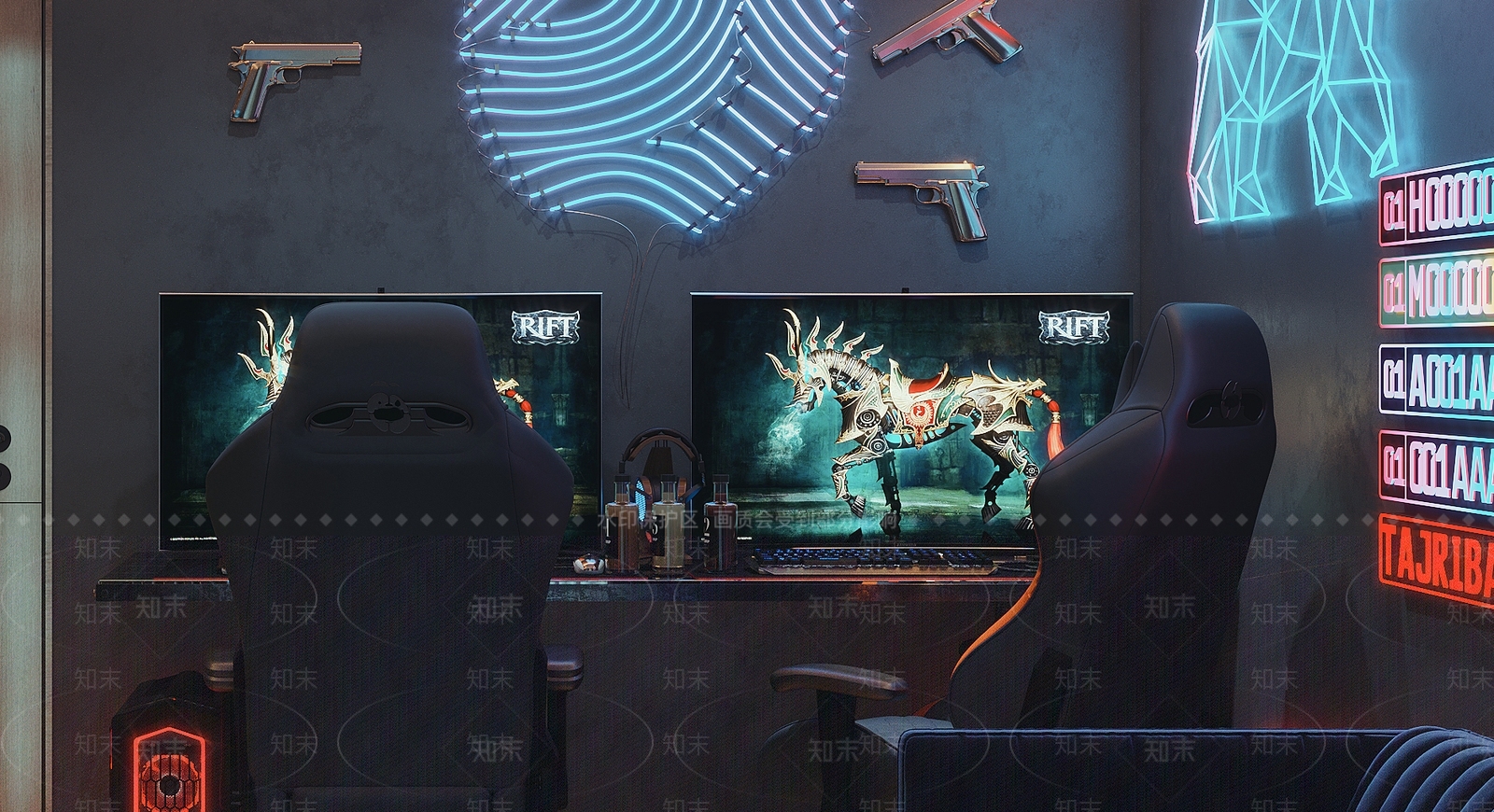 现代电脑房3D模型下载【ID:999803231】