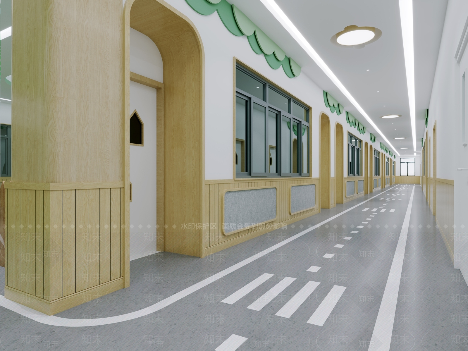 现代幼儿园走廊3D模型下载【ID:399809935】