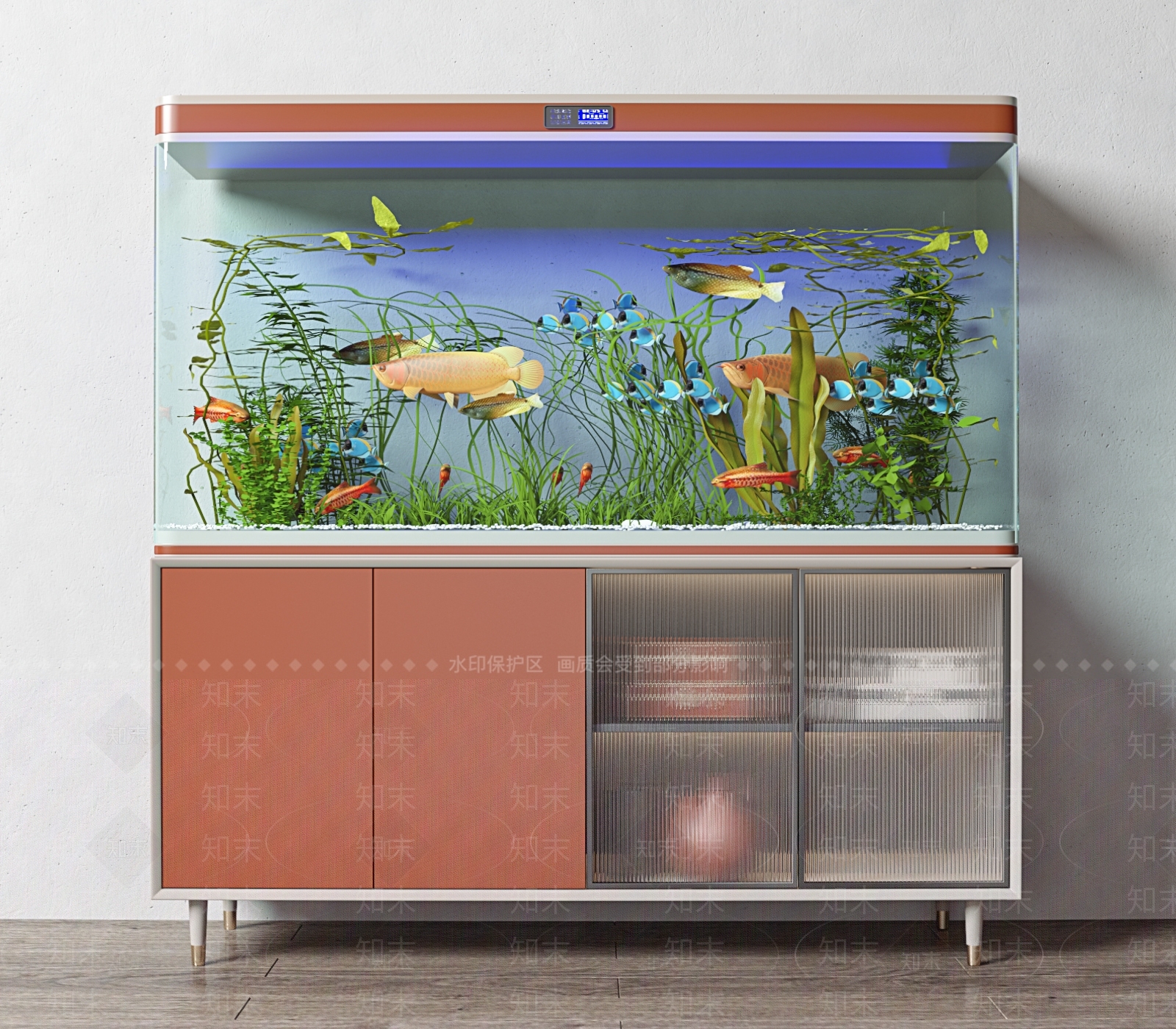 现代鱼缸水族3D模型下载【ID:699813740】