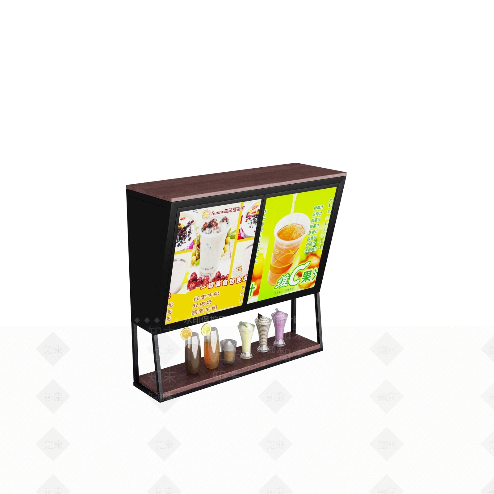 现代餐饮灯箱3D模型下载【ID:299813152】