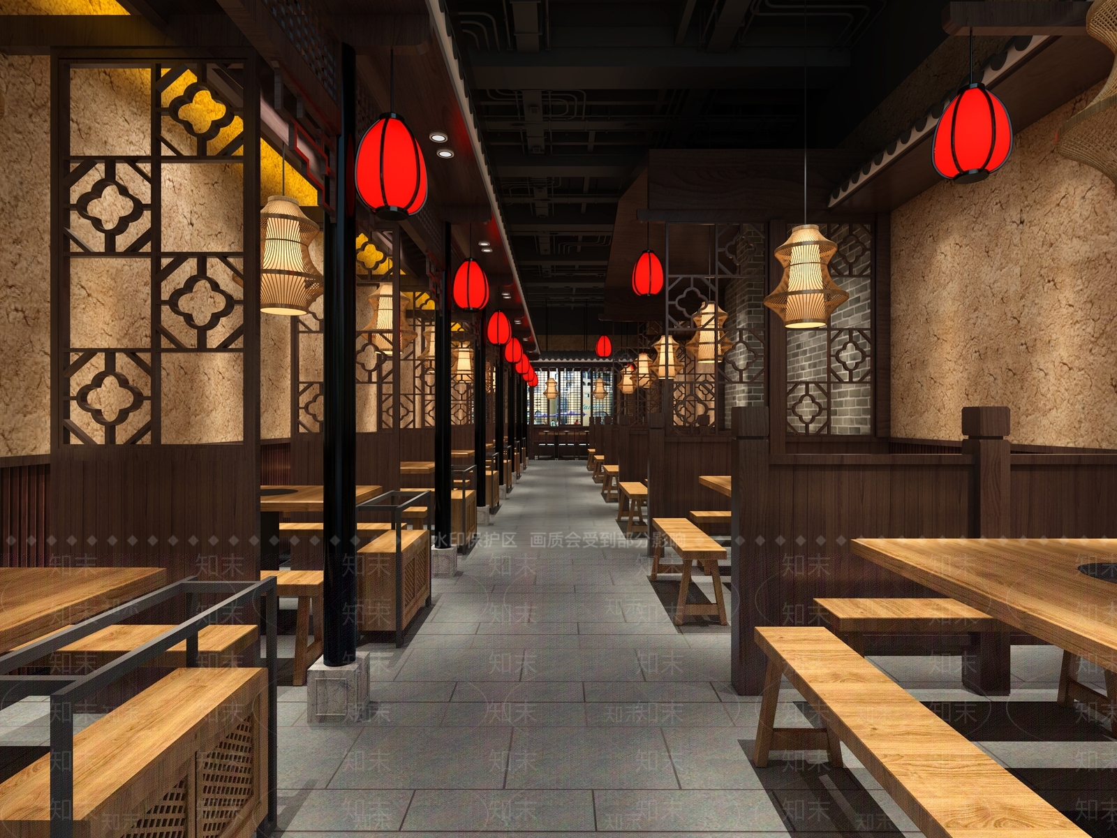 中式火锅店3D模型下载【ID:399813296】