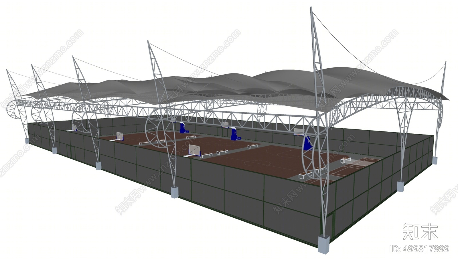 现代室外球场SU模型下载【ID:499817999】
