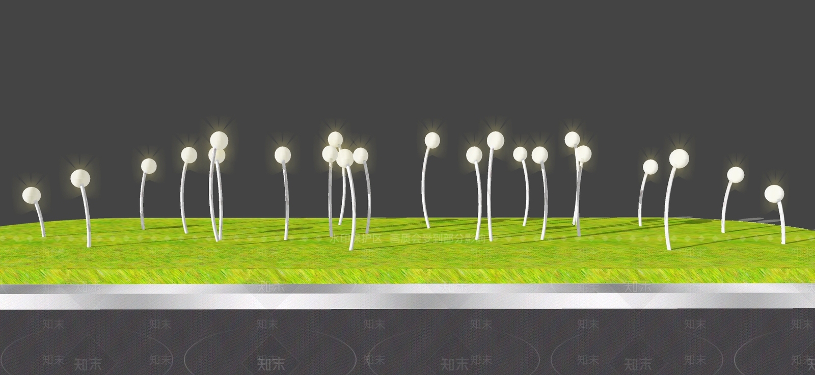 现代商业街网草坪灯SU模型下载【ID:399834642】