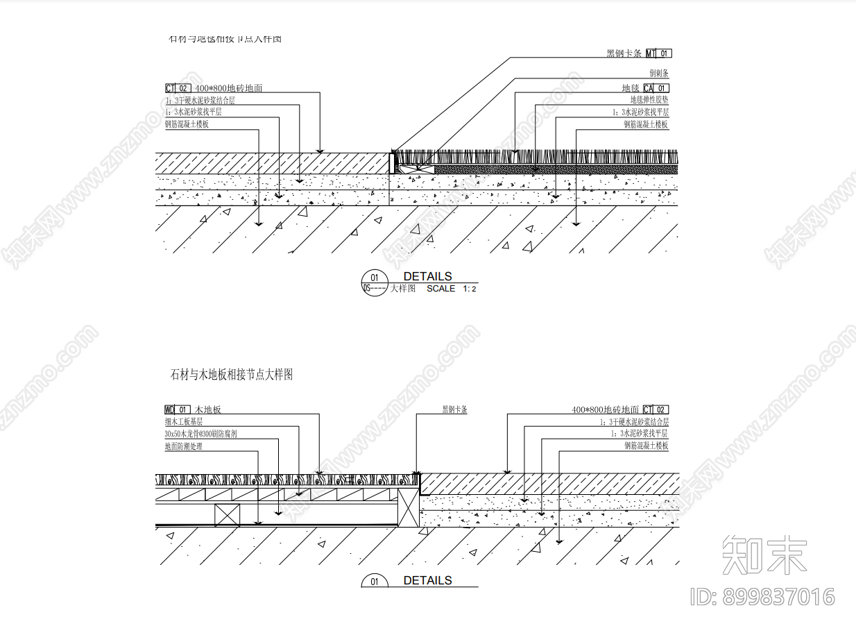 踢脚线cad施工图下载【ID:899837016】