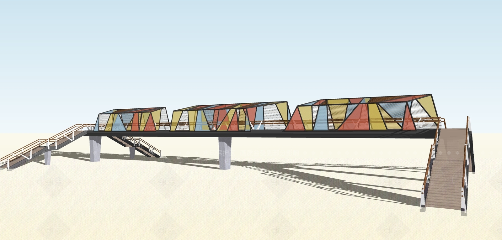 现代过街天桥SU模型下载【ID:799838777】