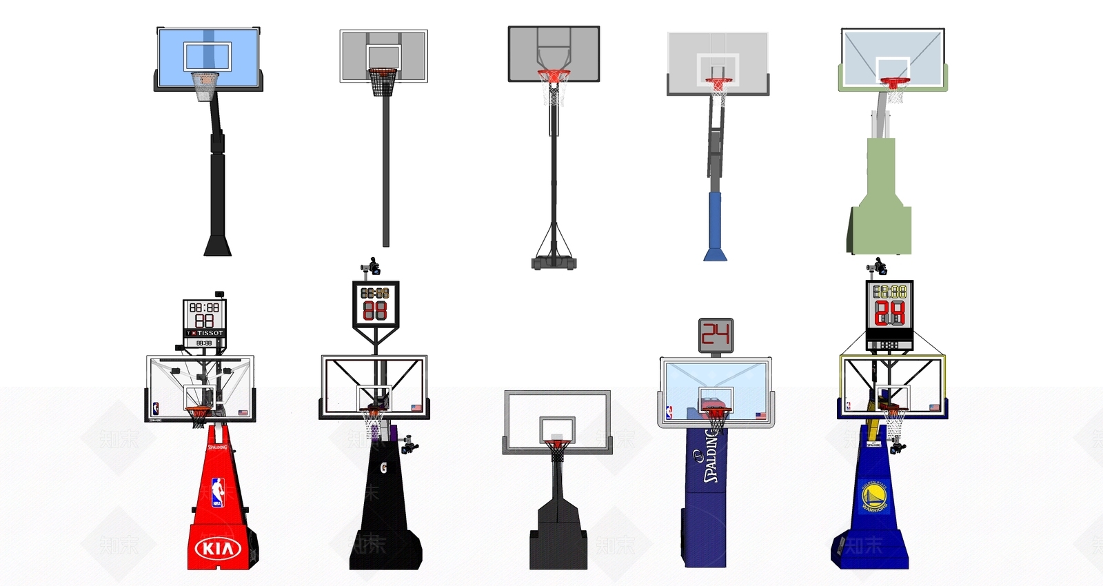 现代篮球架SU模型下载【ID:599844443】