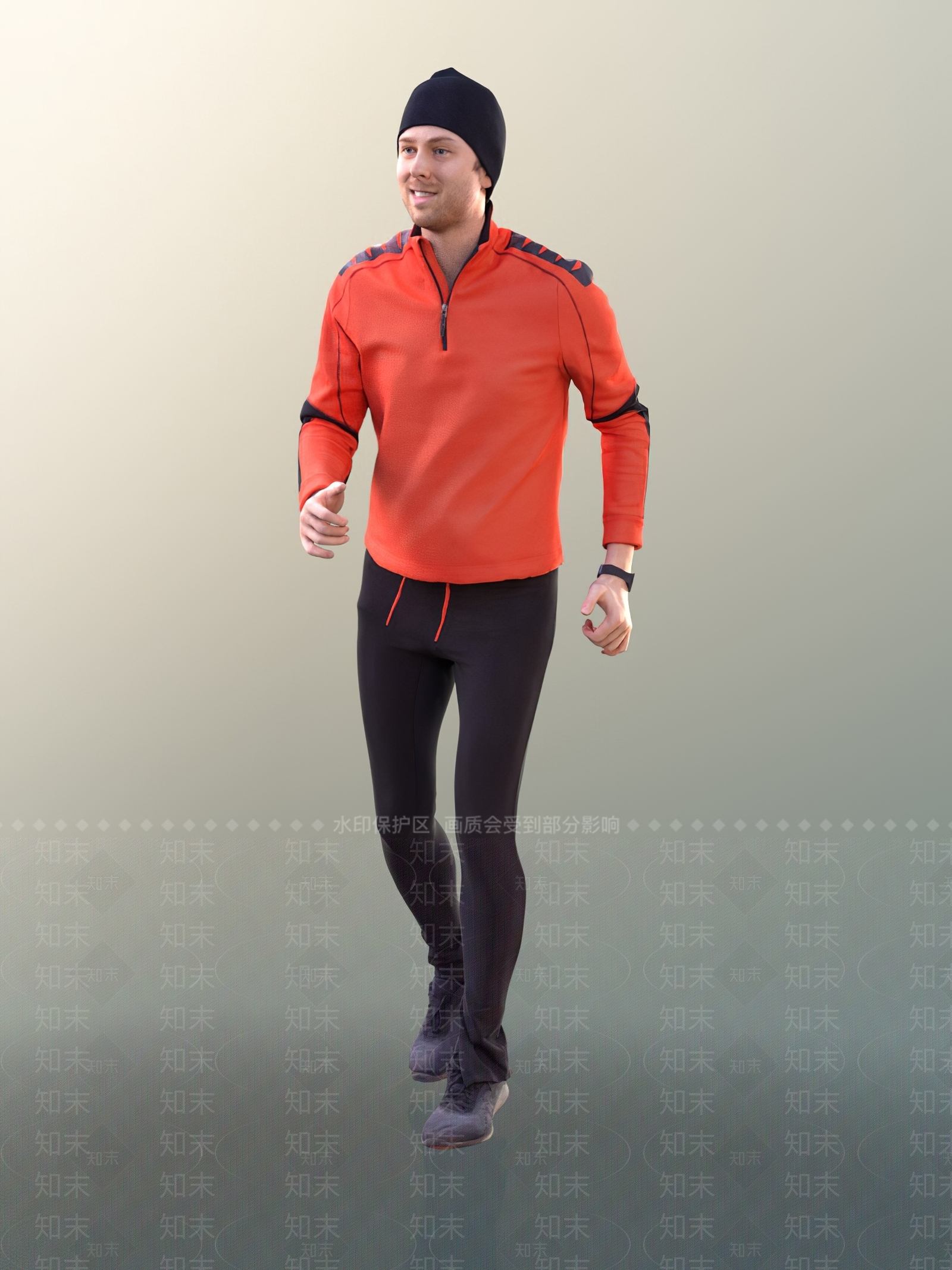 美式戴帽子跑步的男人3D模型下载【ID:699860452】