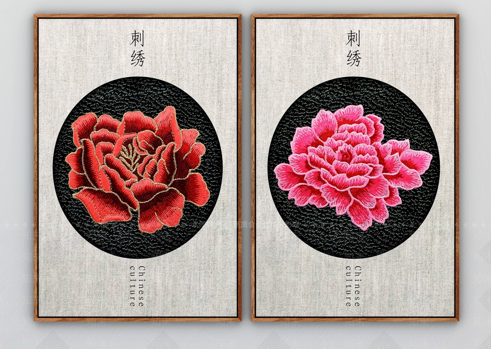 新中式刺绣挂画3D模型下载【ID:199861772】