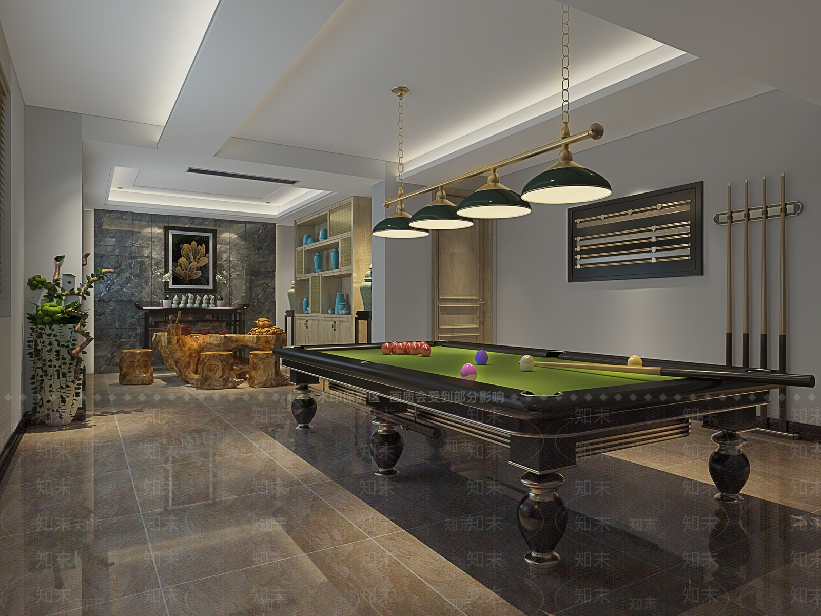 简欧桌球室3D模型下载【ID:999862922】