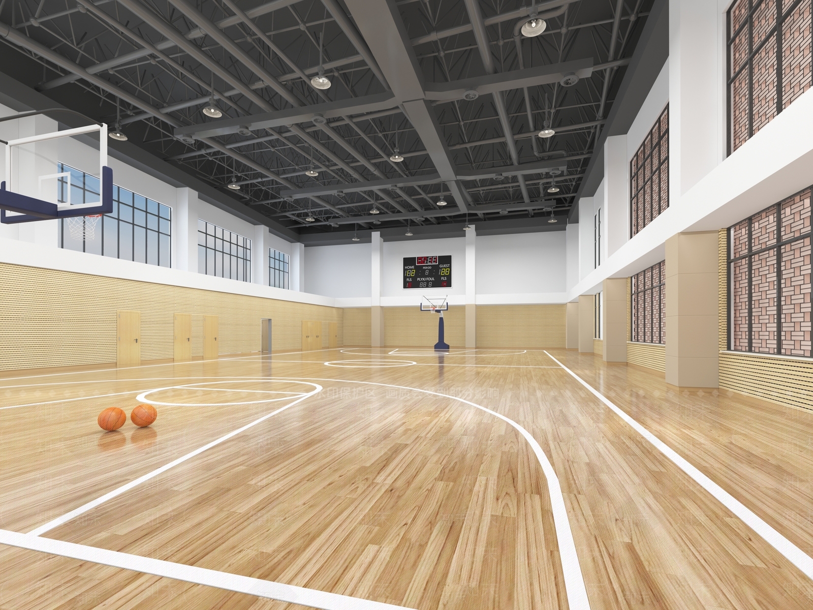 现代篮球场3D模型下载【ID:399879898】