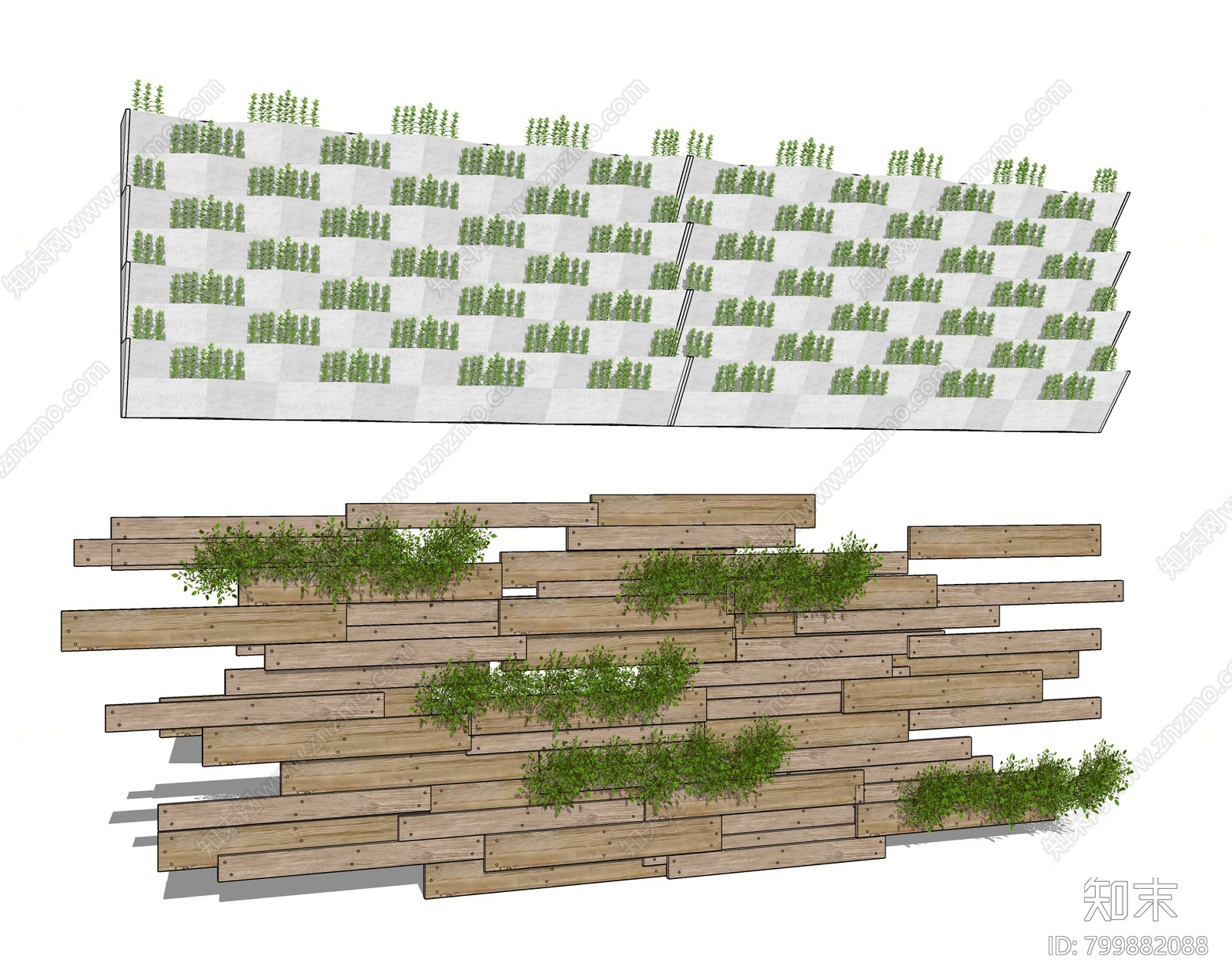 现代绿植墙SU模型下载【ID:799882088】
