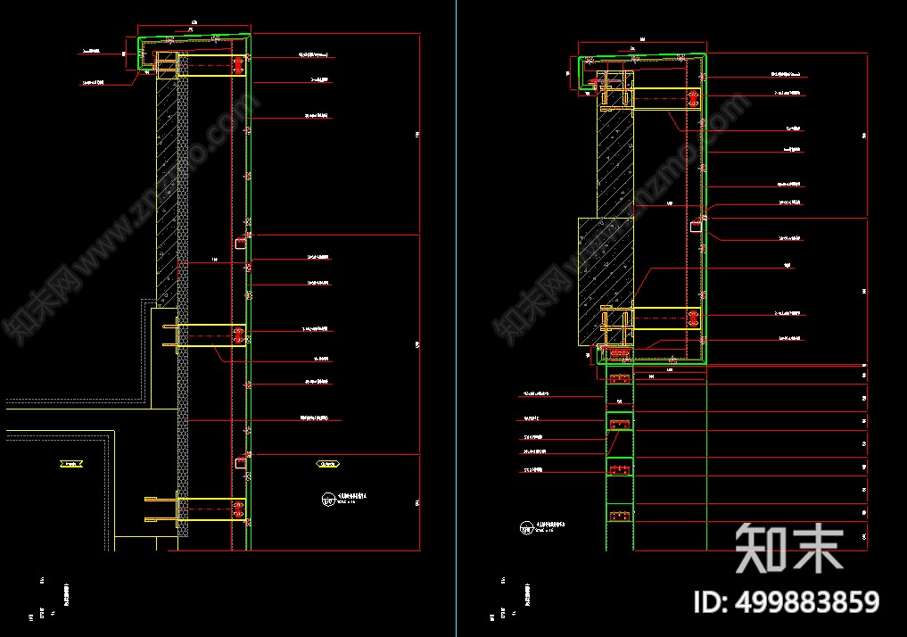 铝板幕墙cad施工图下载【ID:499883859】