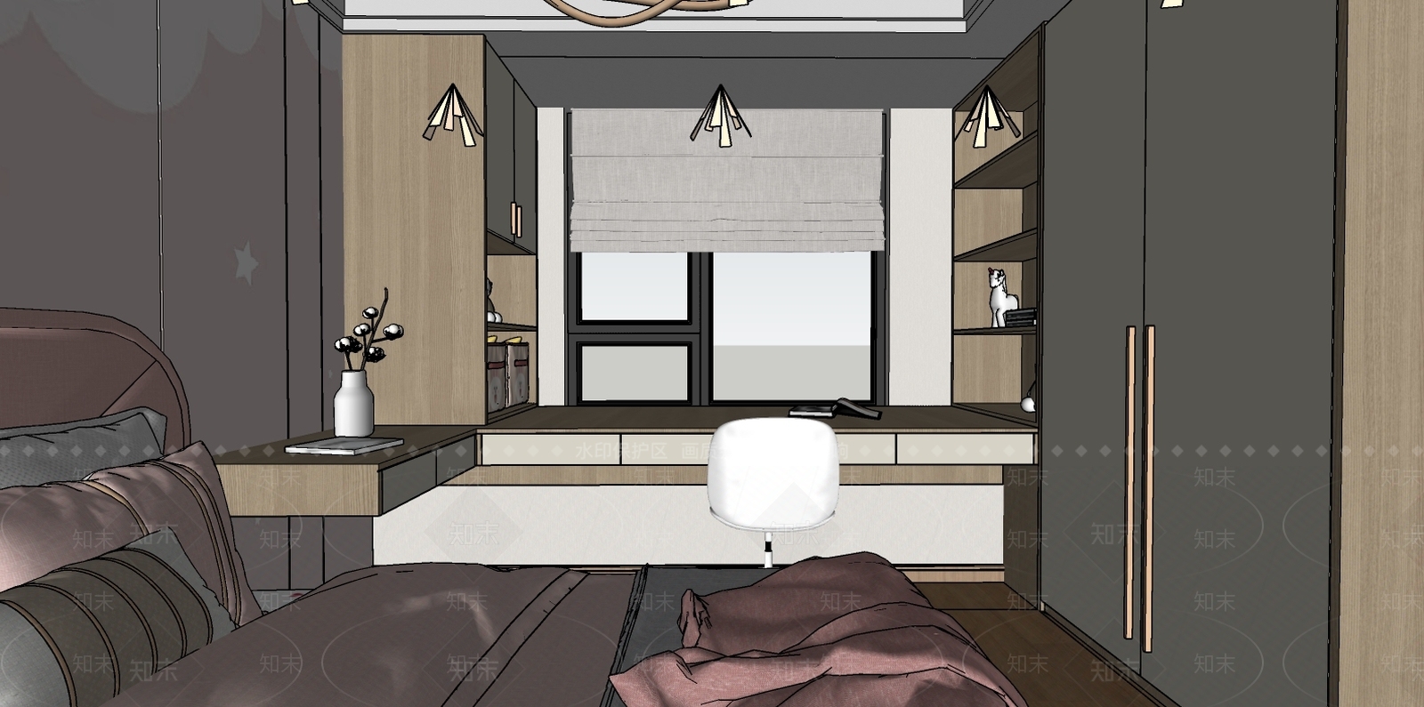 现代儿童房SU模型下载【ID:899892884】