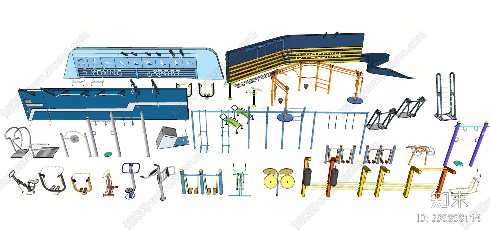 现代运动健身器材SU模型下载【ID:599898114】