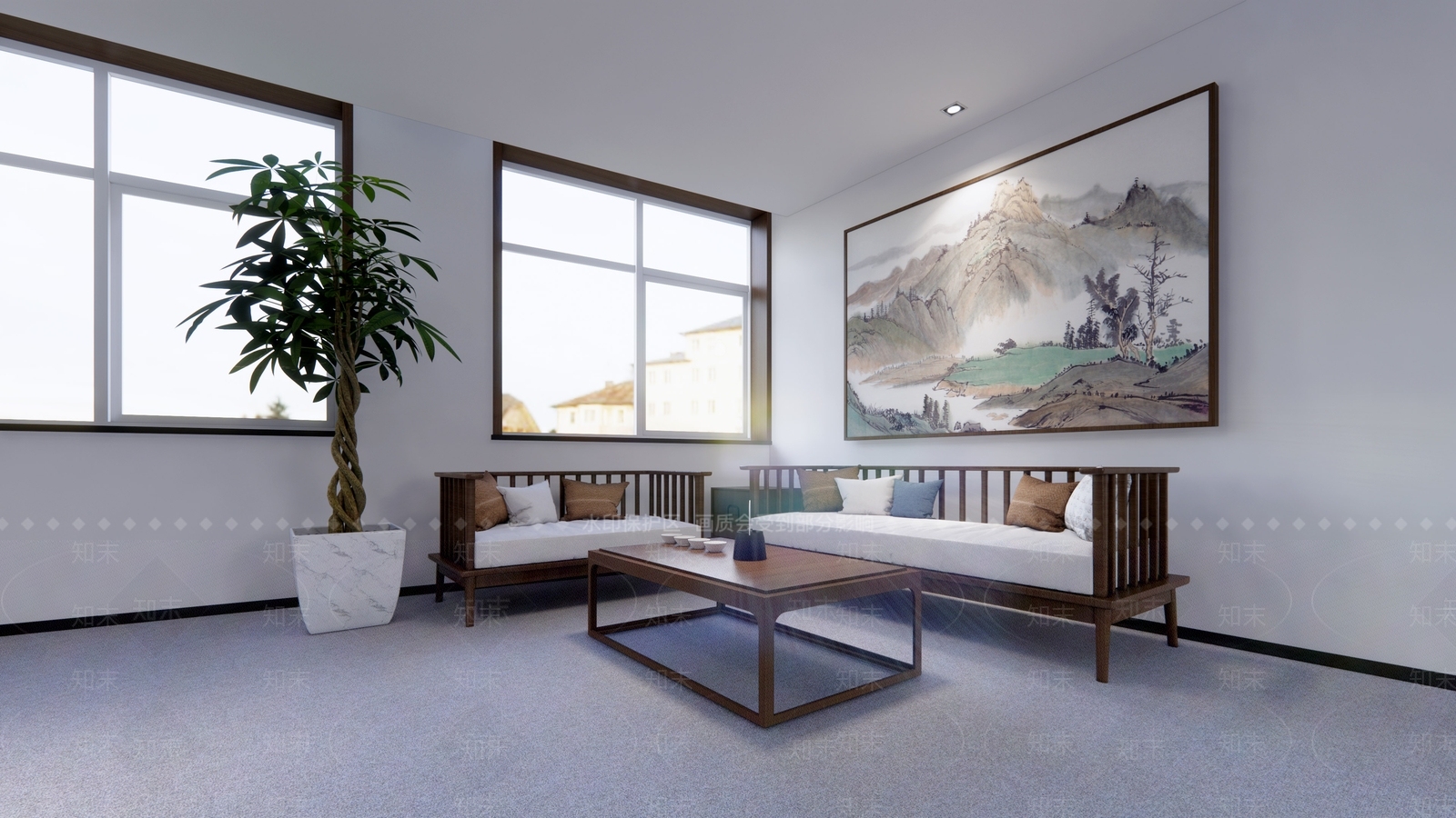 新中式公司休息区SU模型下载【ID:1100122320】