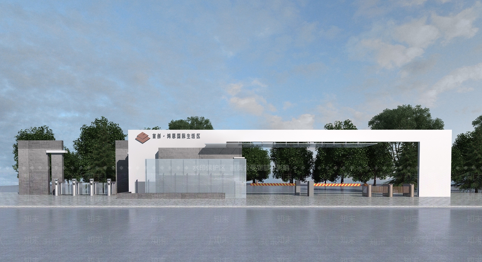 现代企业工厂大门3D模型下载【ID:899919643】