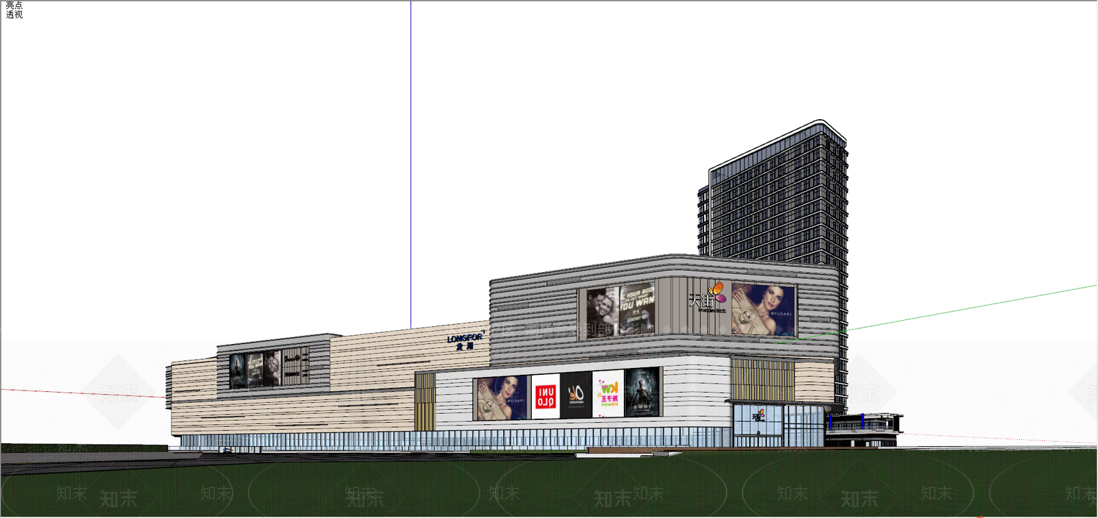 商场建筑SU模型精品下载_SketchUp模型_知末网