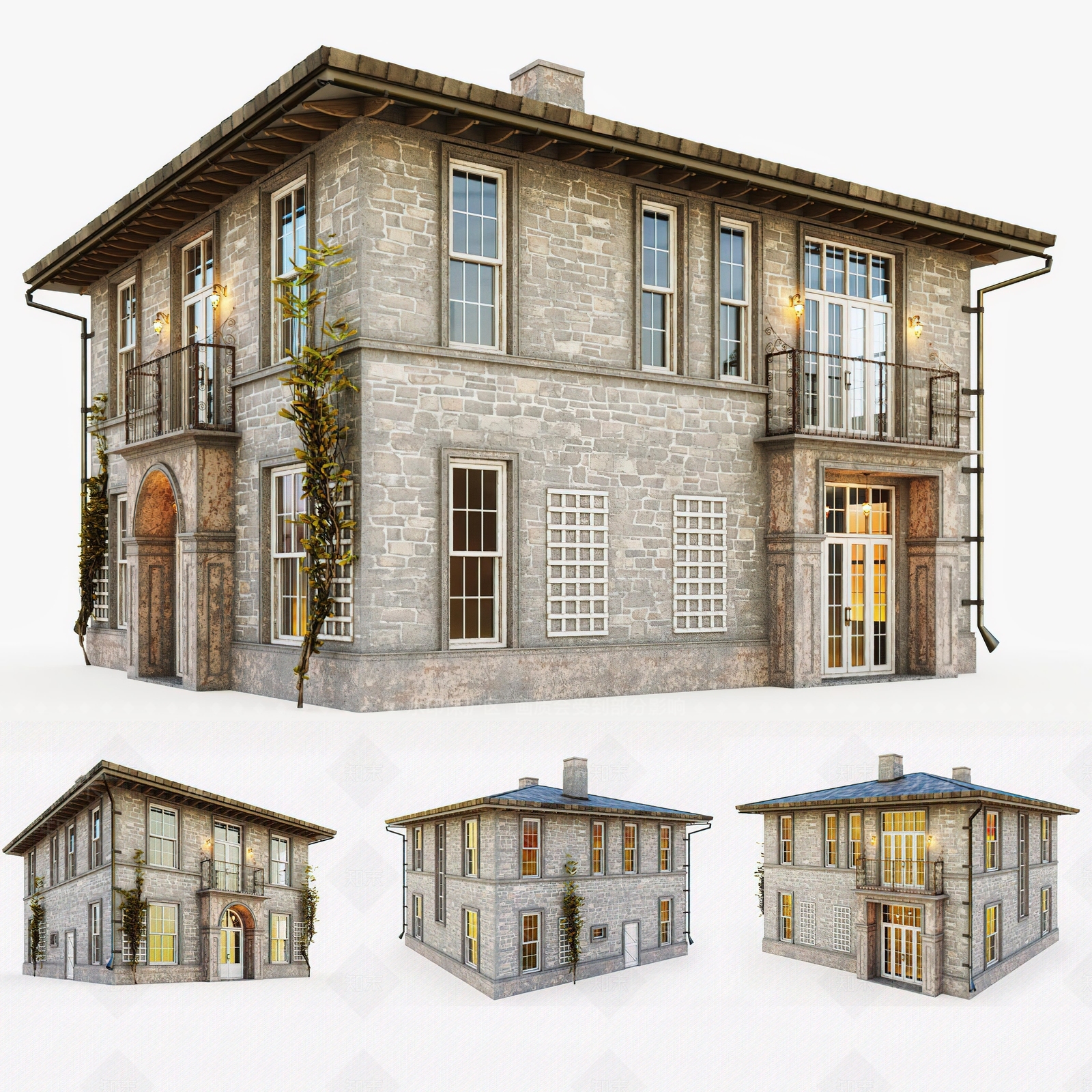 法式艺术风格建筑3D模型下载【ID:599929428】