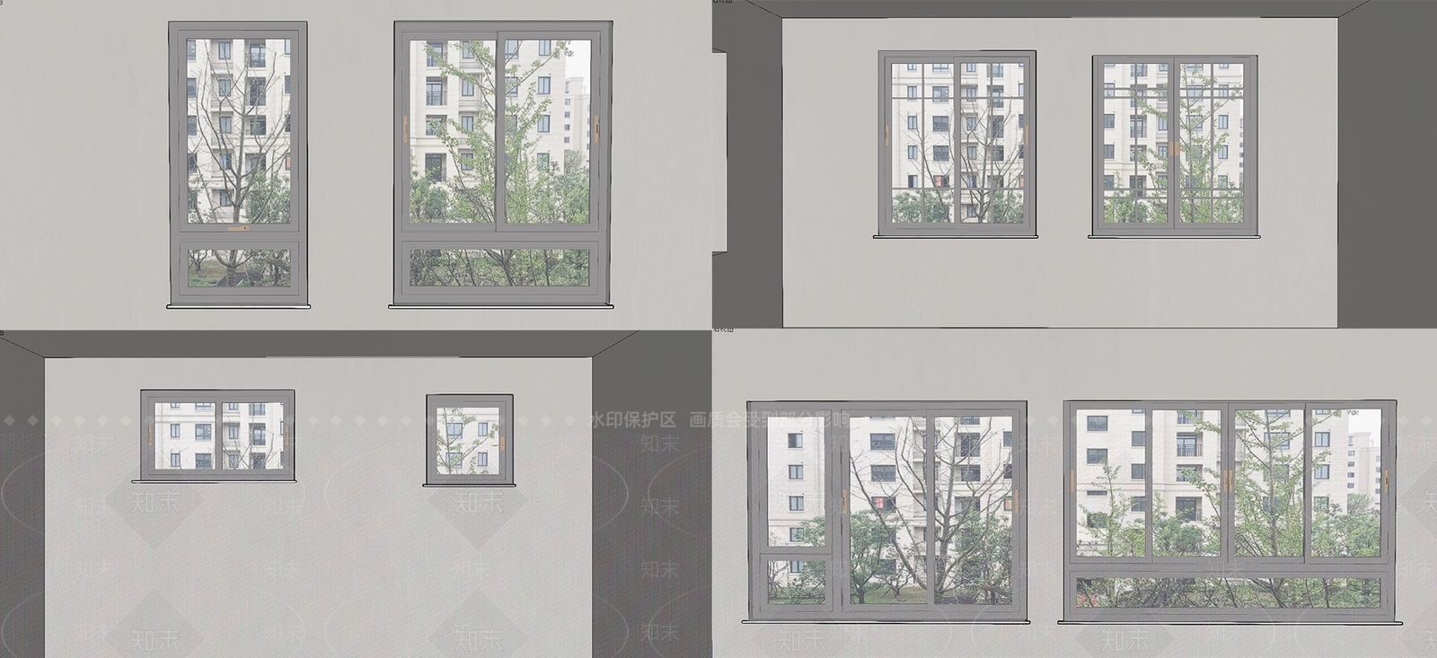 现代窗户组合SU模型下载【ID:999933371】