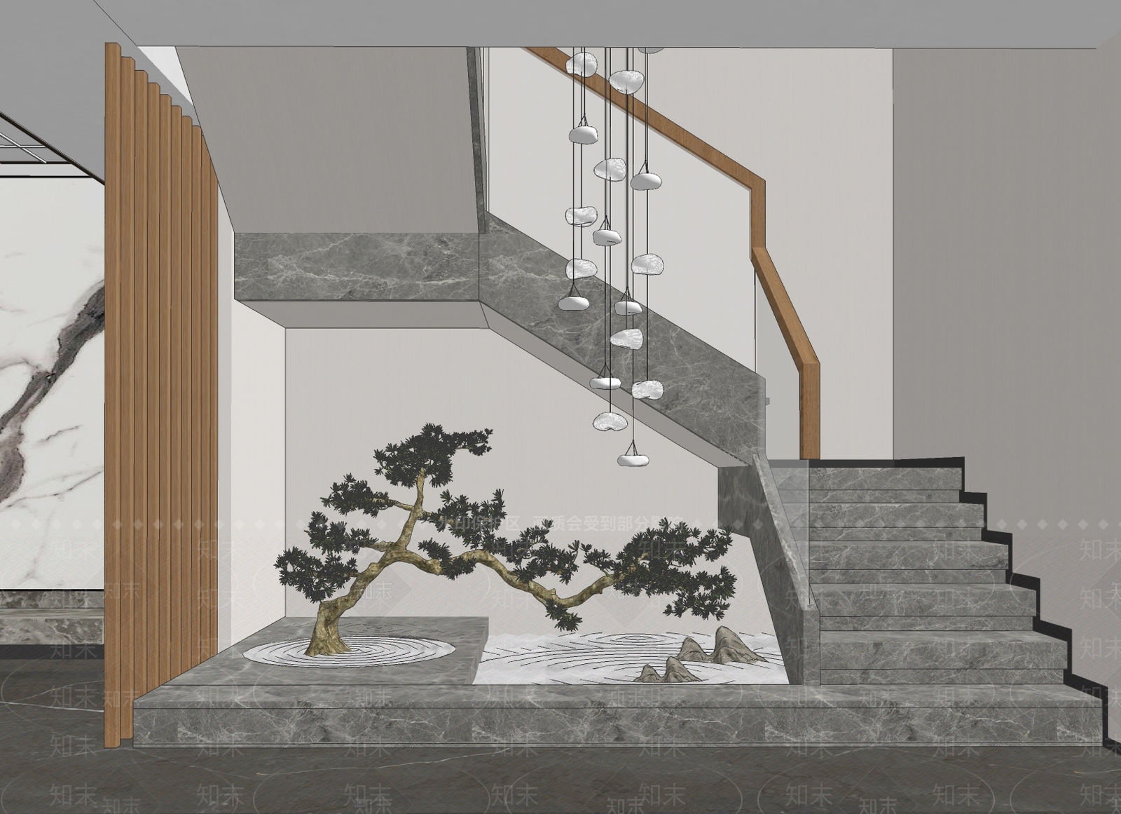 现代楼梯间SU模型下载【ID:399954915】