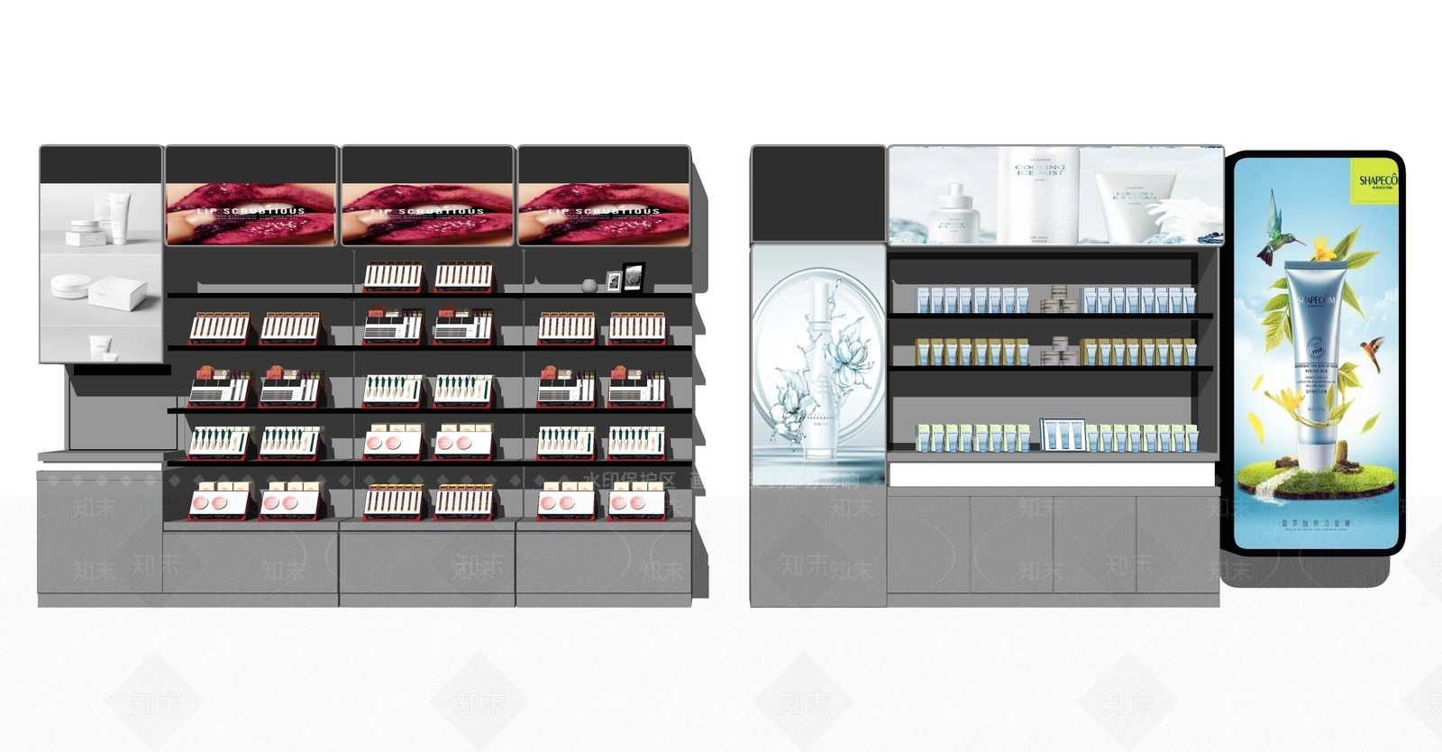 现代化妆品货架SU模型下载【ID:799963389】