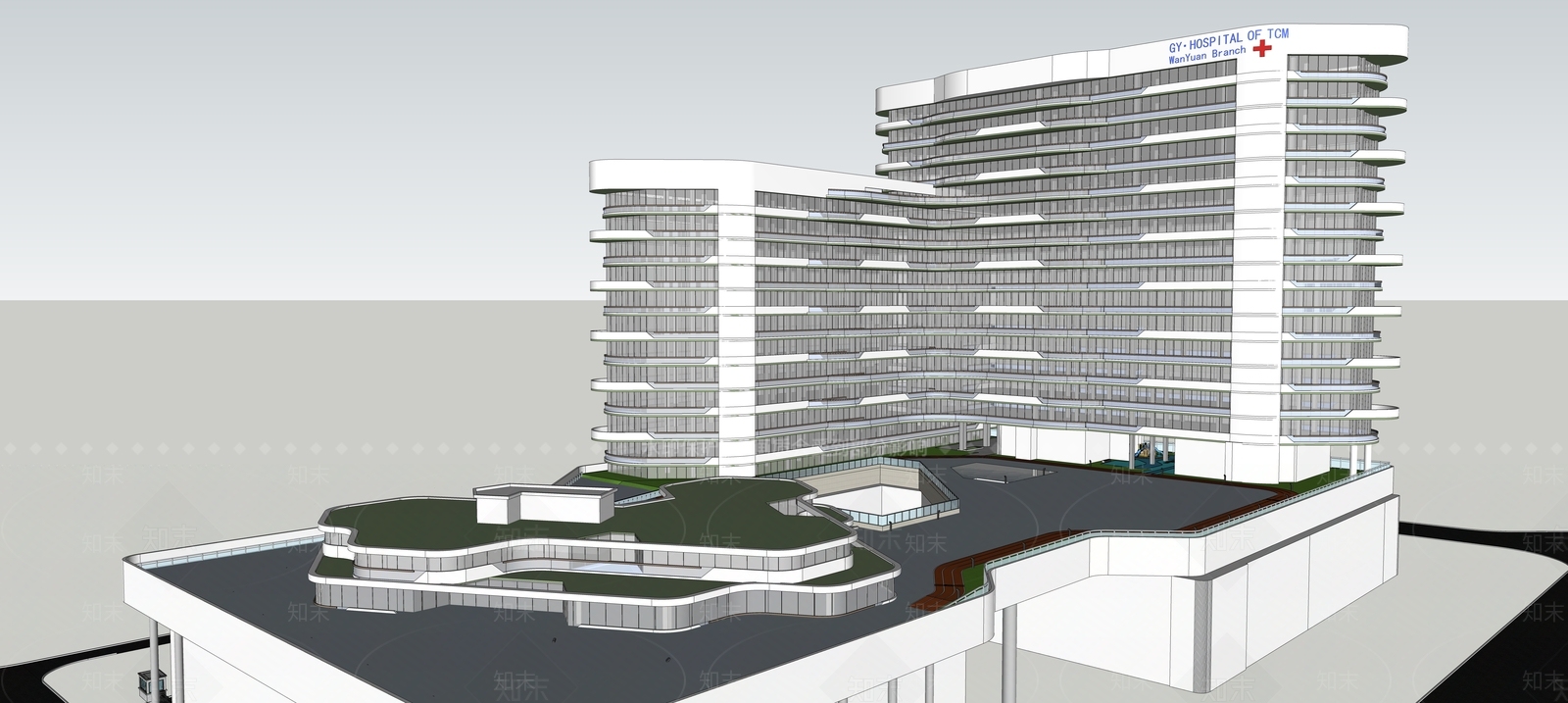现代医疗建筑SU模型下载【ID:599964006】
