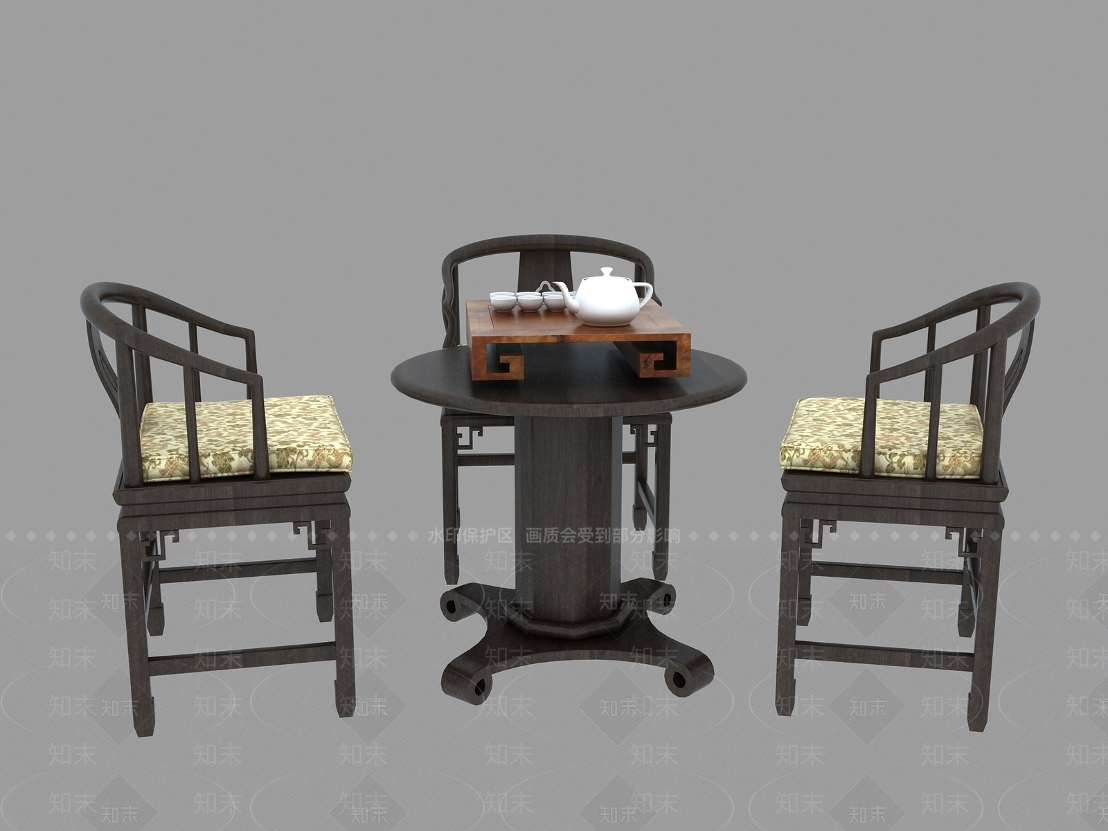 中式椅子凳子组合3D模型下载【ID:399969508】