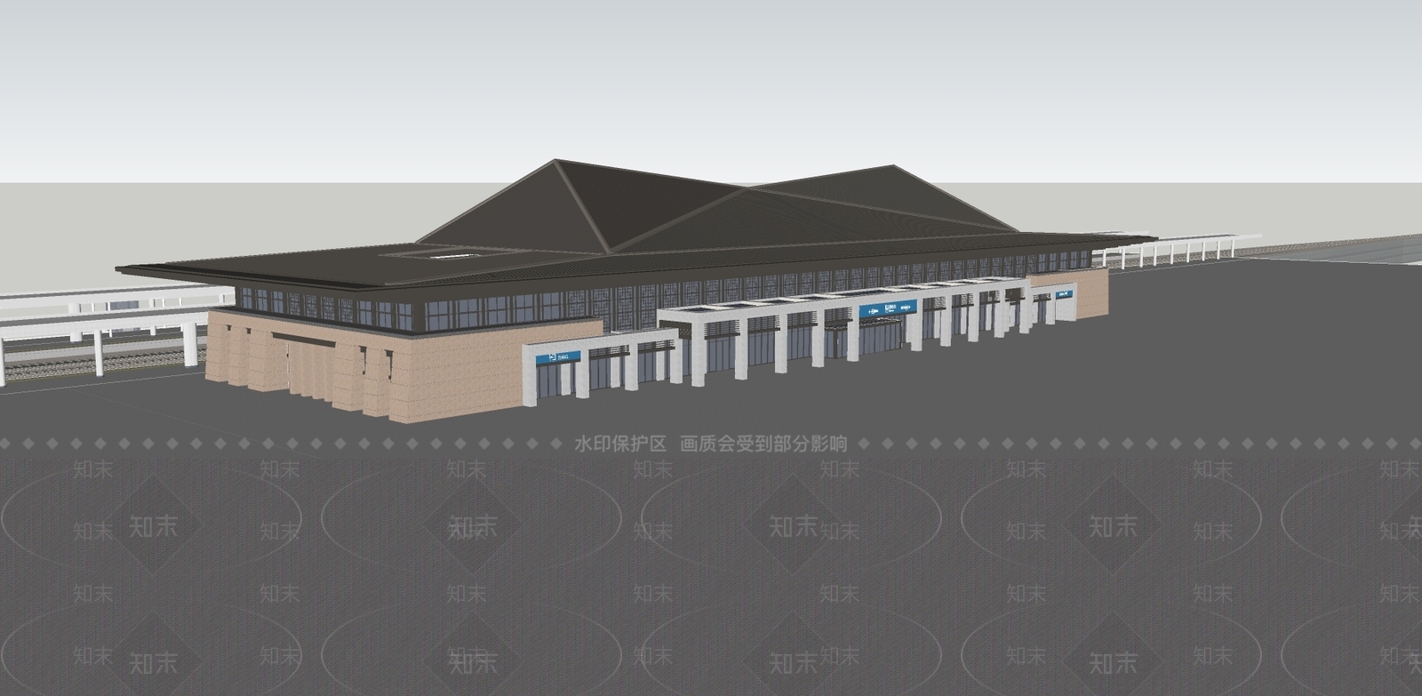 现代火车站SU模型下载【ID:499976381】