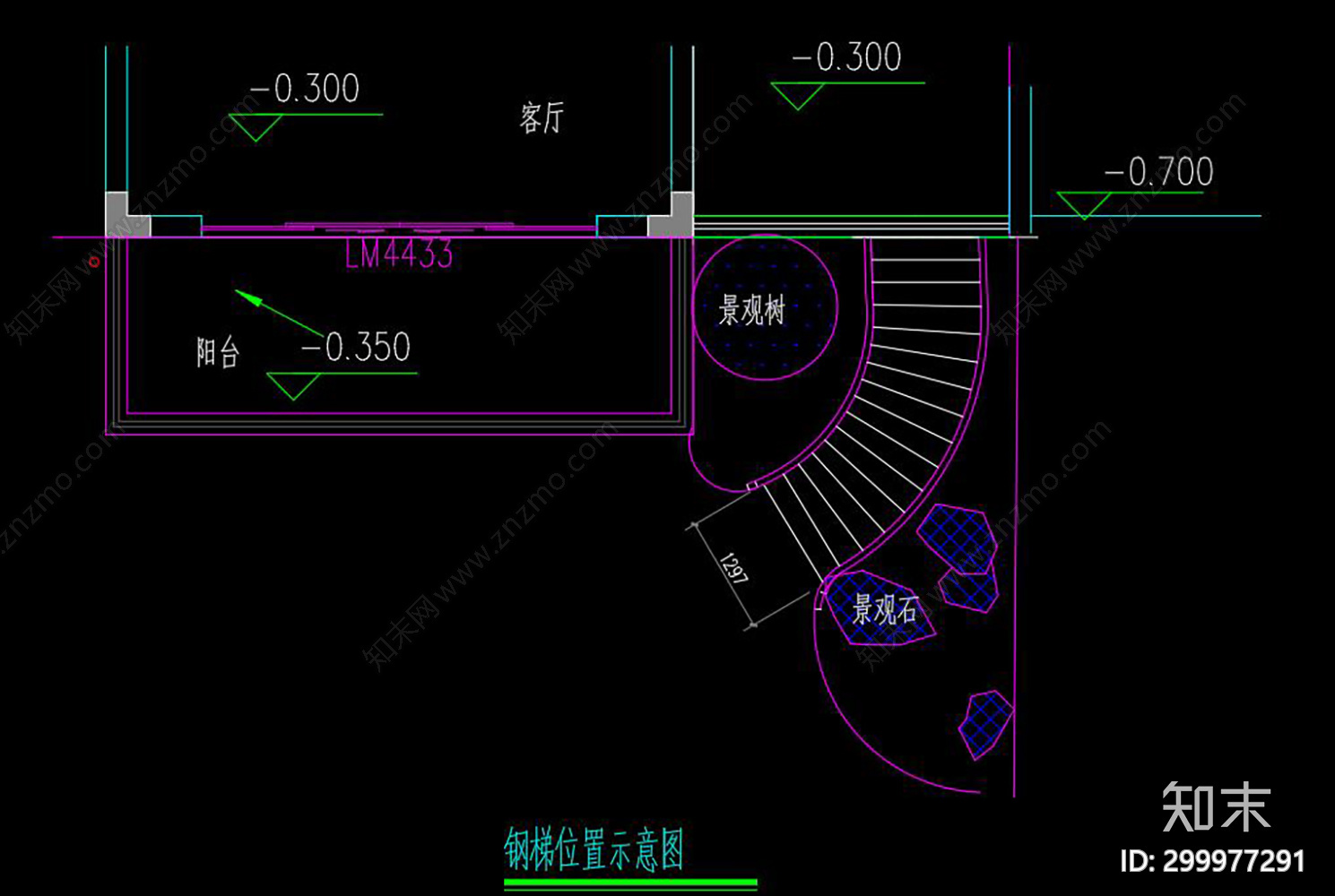 旋转楼梯施工图下载【ID:299977291】