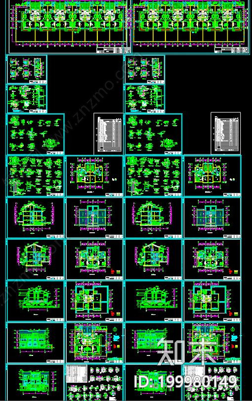 仿古别墅住宅施工图下载【ID:199980149】