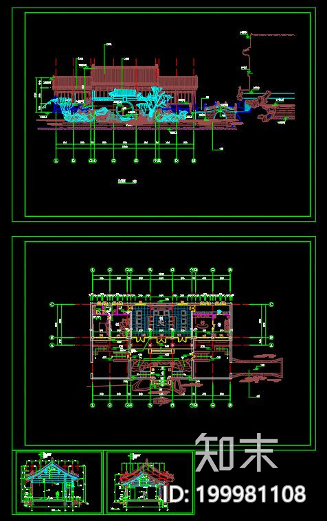 中式仿古园林庭院施工图下载【ID:199981108】