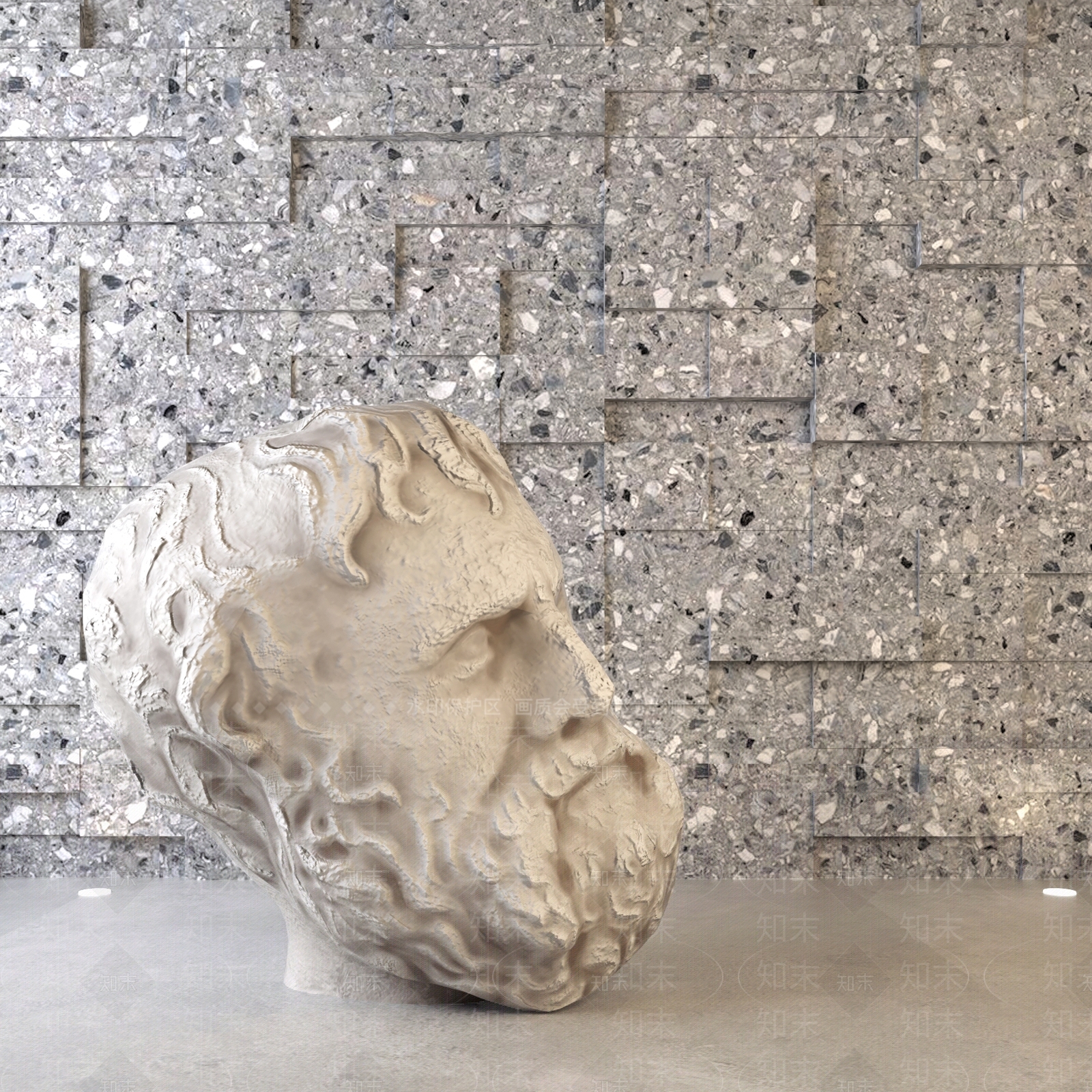 现代人脸雕塑摆件3D模型下载【ID:399988831】