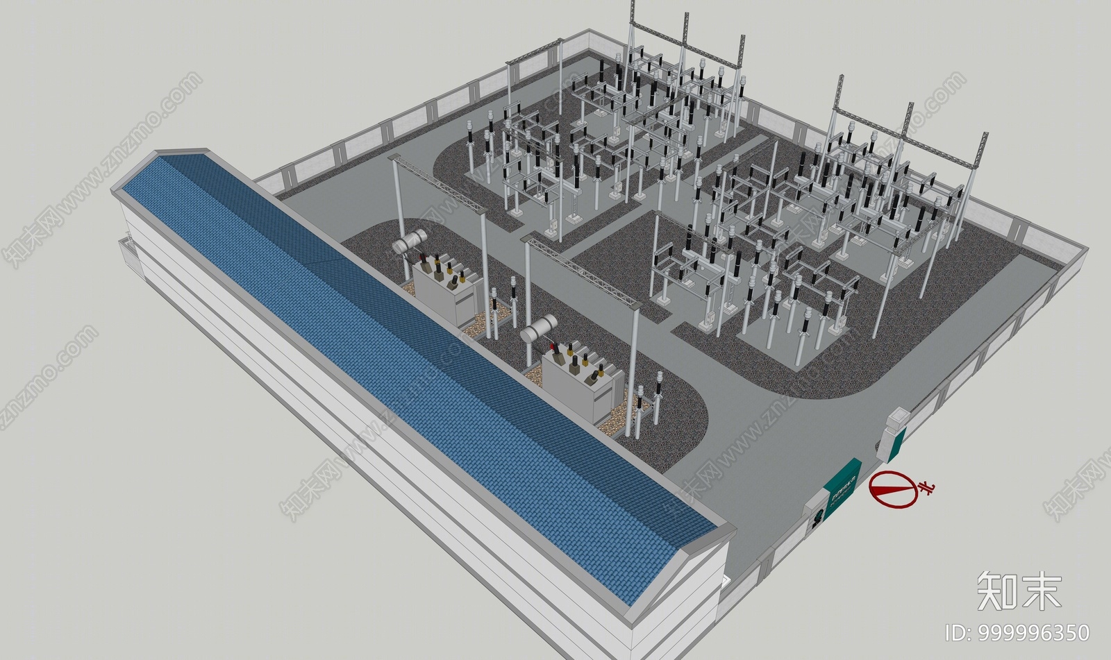 现代变电站SU模型下载【ID:999996350】