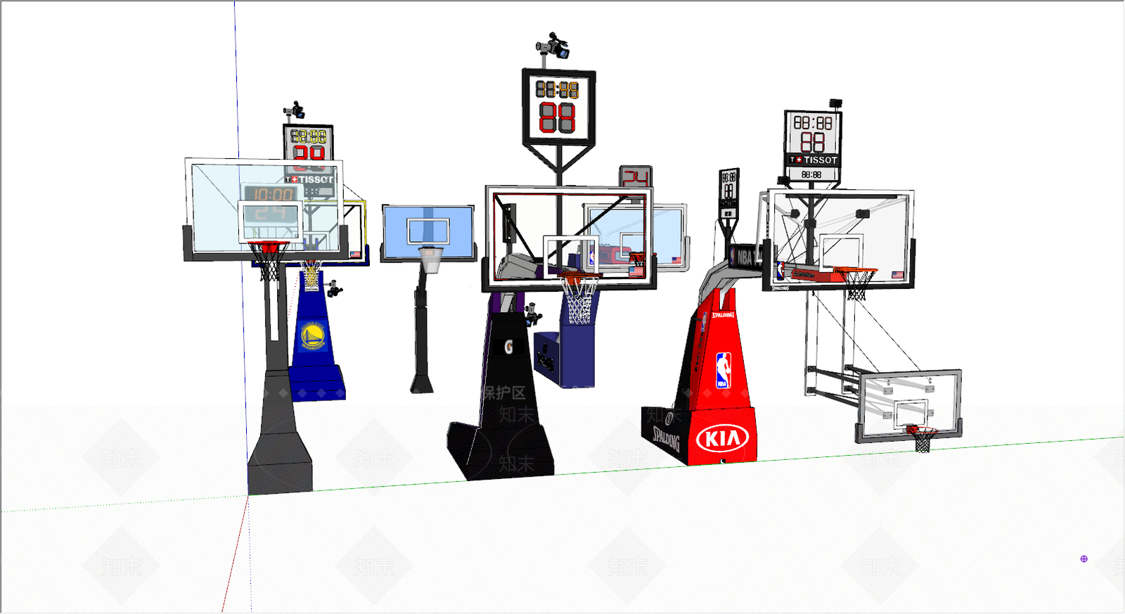 现代篮球架SU模型下载【ID:2100026313】