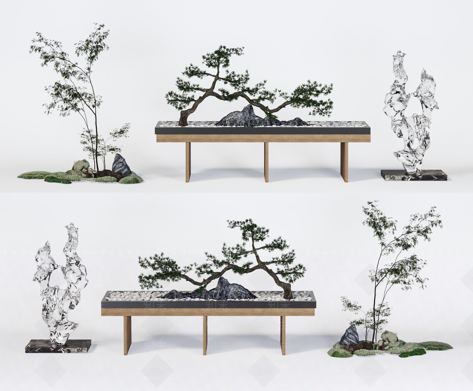 新中式松树盆栽3D模型下载【ID:1100069288】