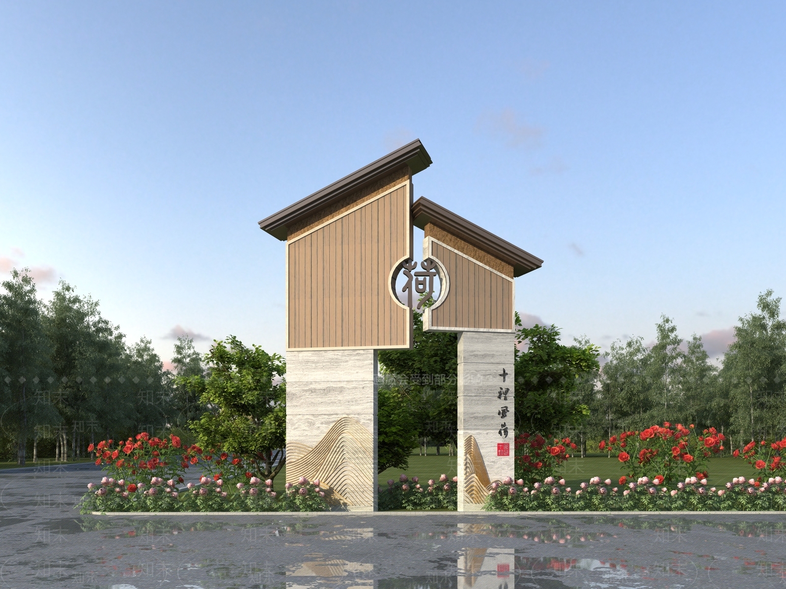 户外 景观小品 指示牌 导视标识vr新中式指示牌3d模型下载 id