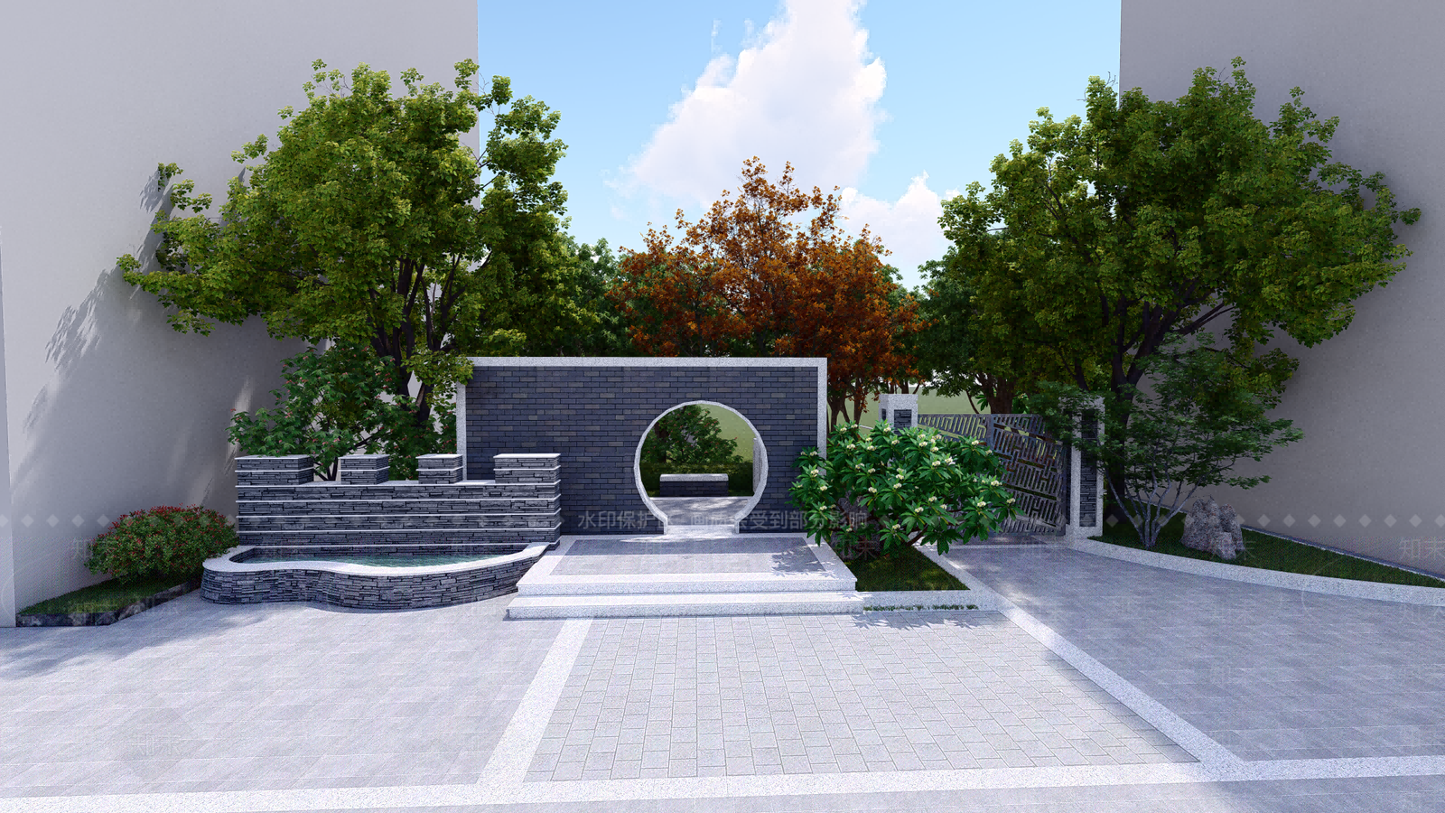 新中式庭院门SU模型下载【ID:1100079421】