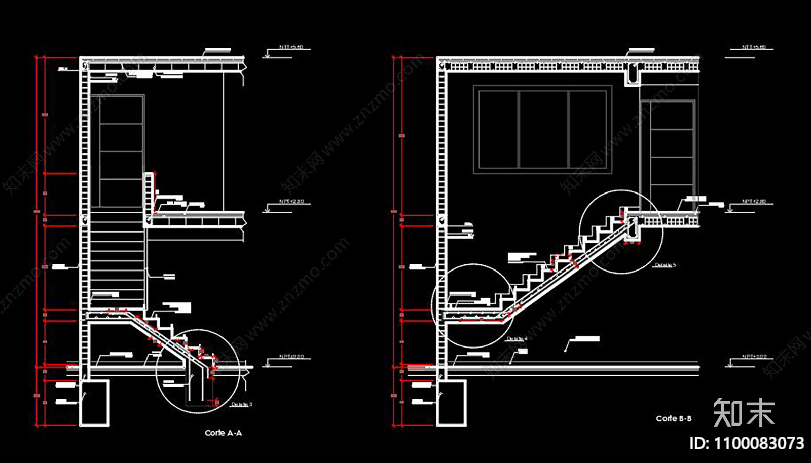 室内楼梯施工图下载【ID:1100083073】