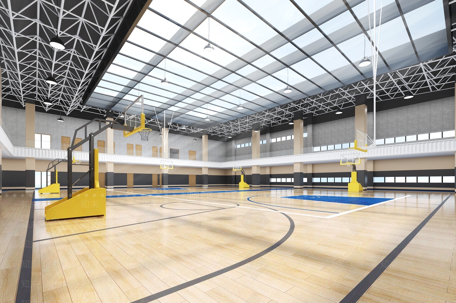 现代篮球场3D模型下载【ID:1100096902】