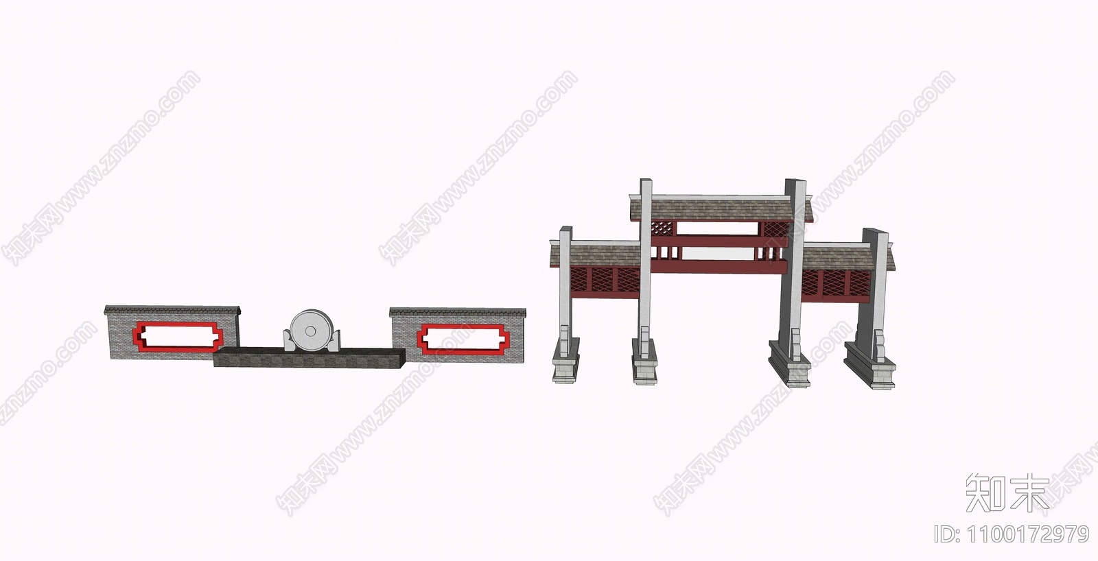 新中式风格牌坊牌楼SU模型下载【ID:1100172979】