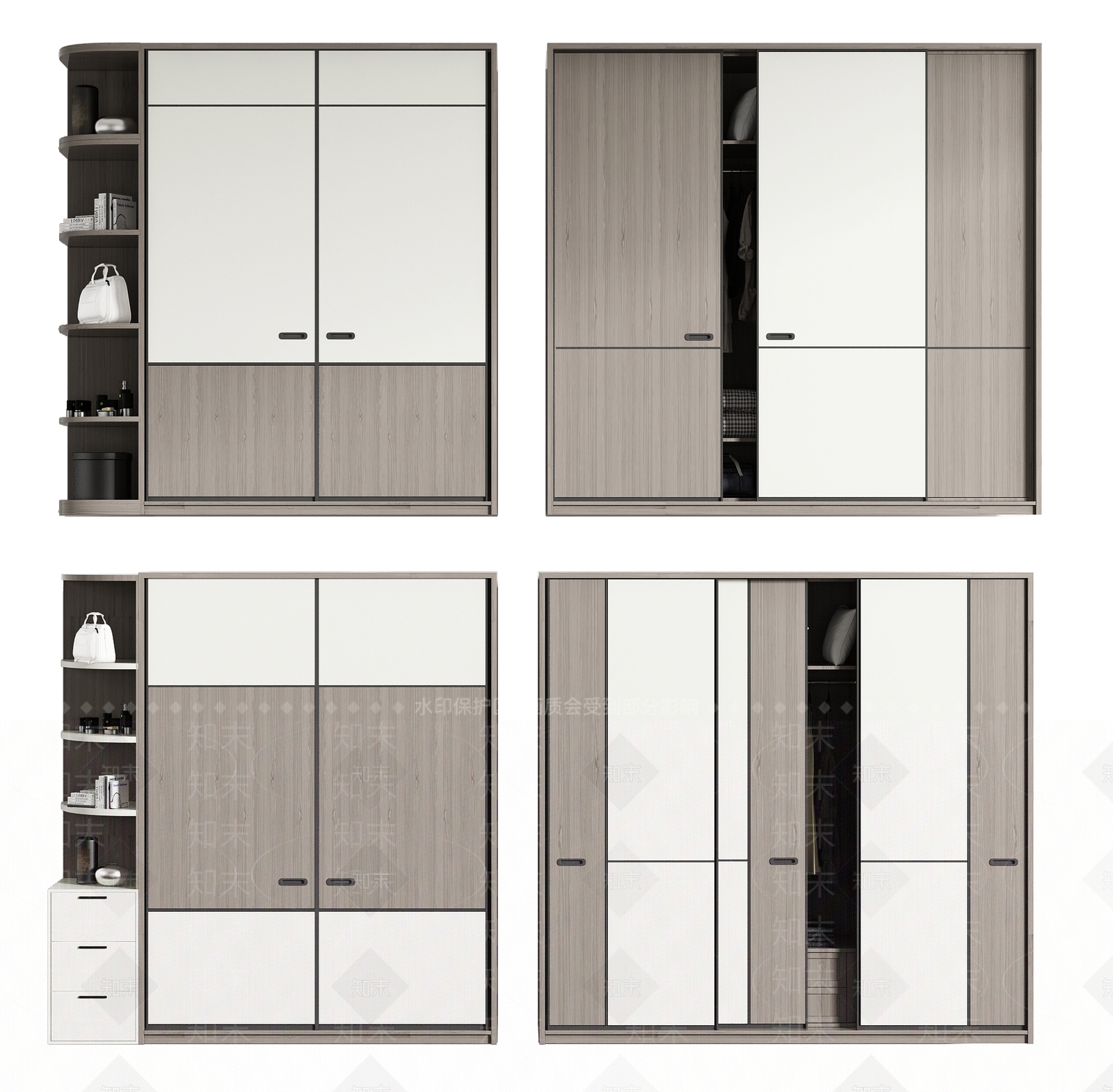 现代风格衣柜SU模型下载【ID:1100097978】